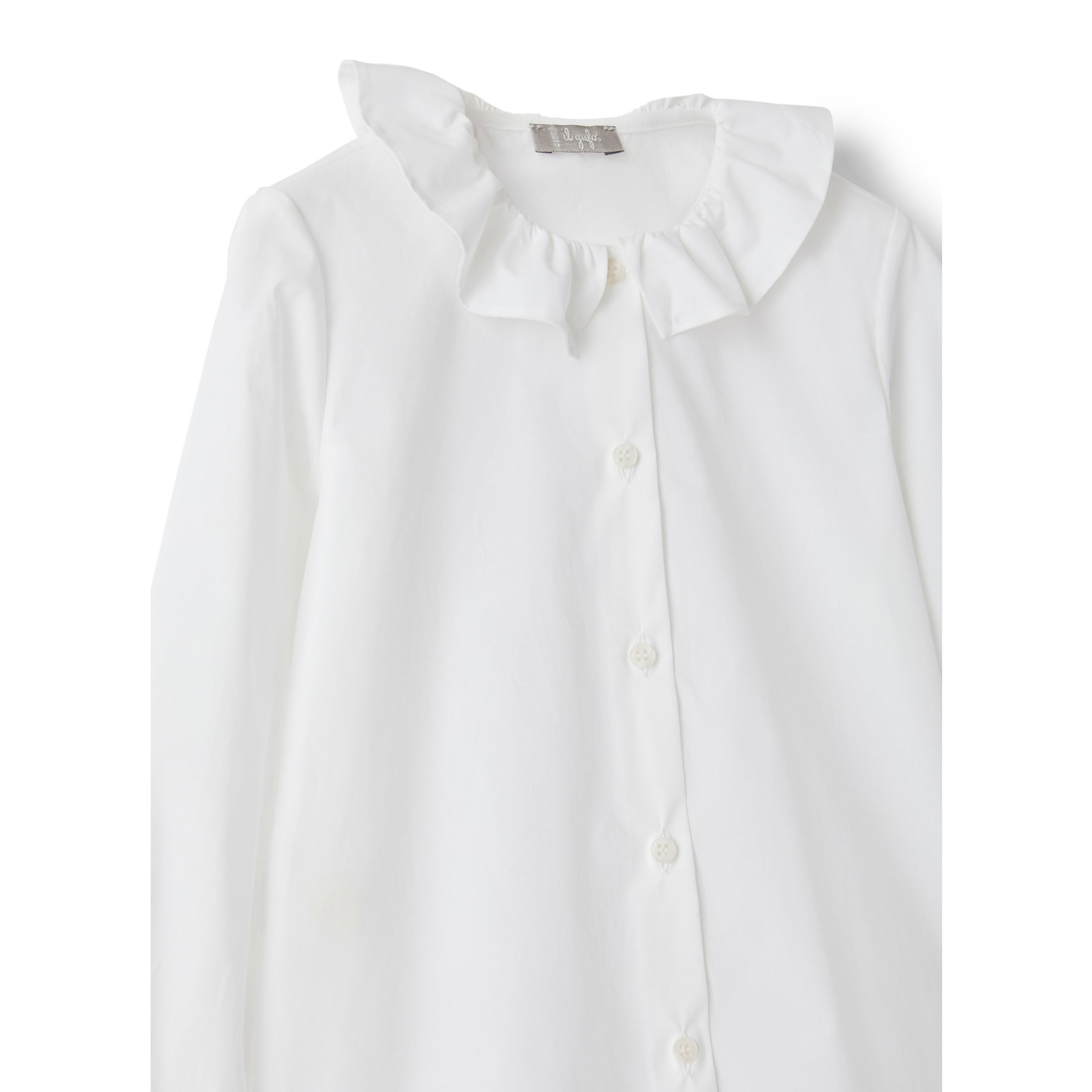 Girls White Ruffle Cotton Shirt