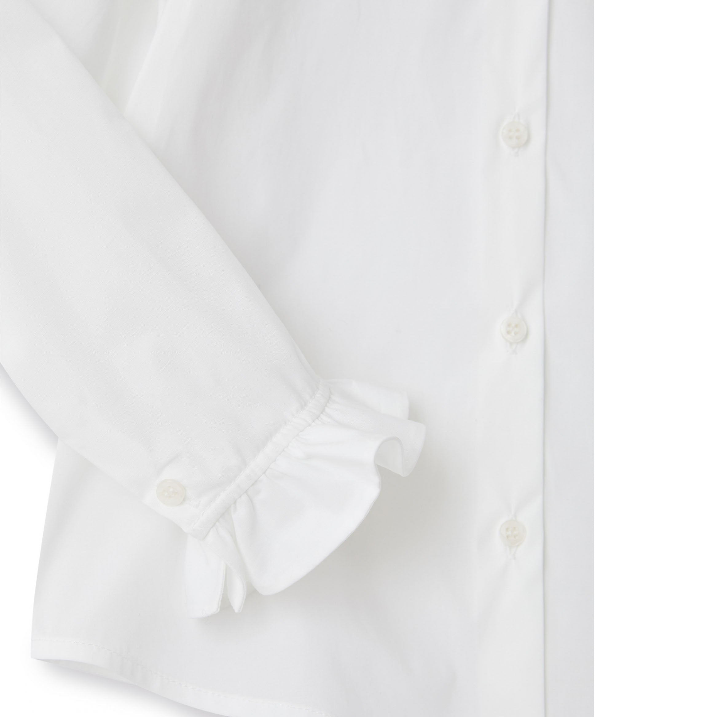 Girls White Ruffle Cotton Shirt