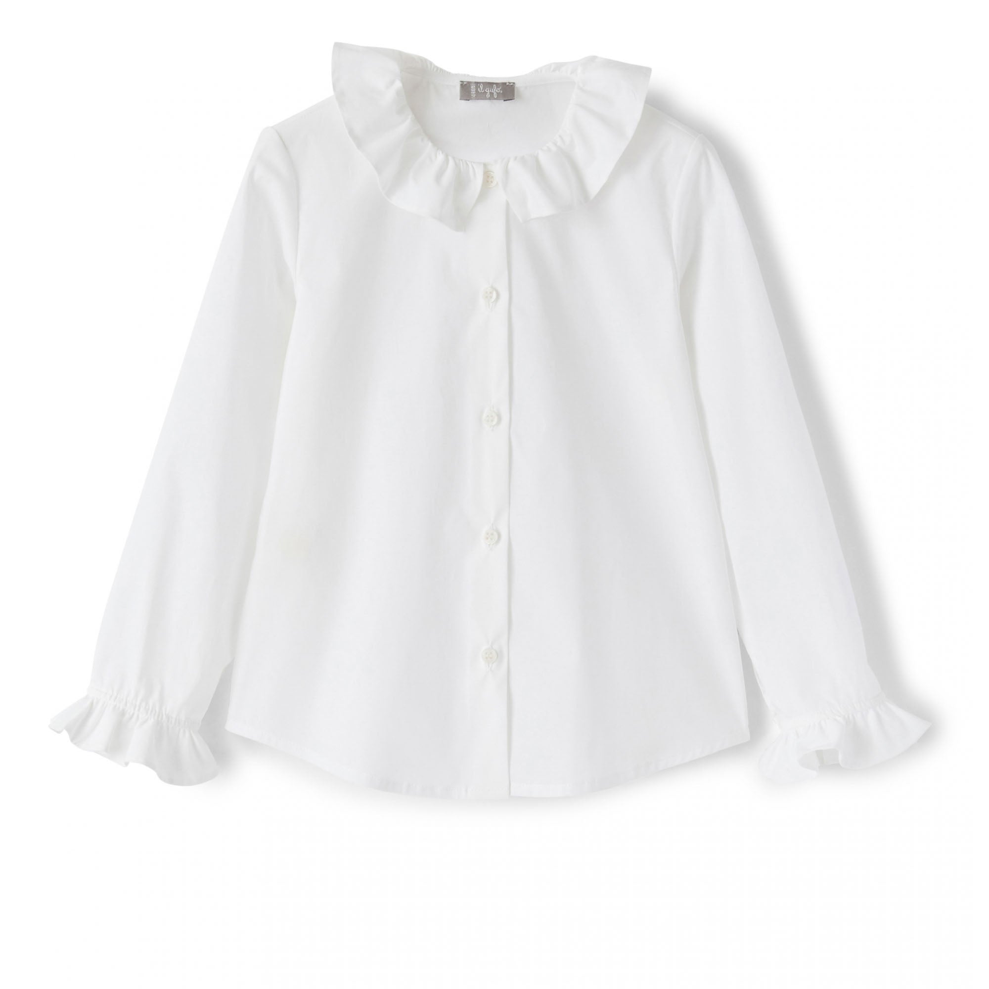 Girls White Ruffle Cotton Shirt
