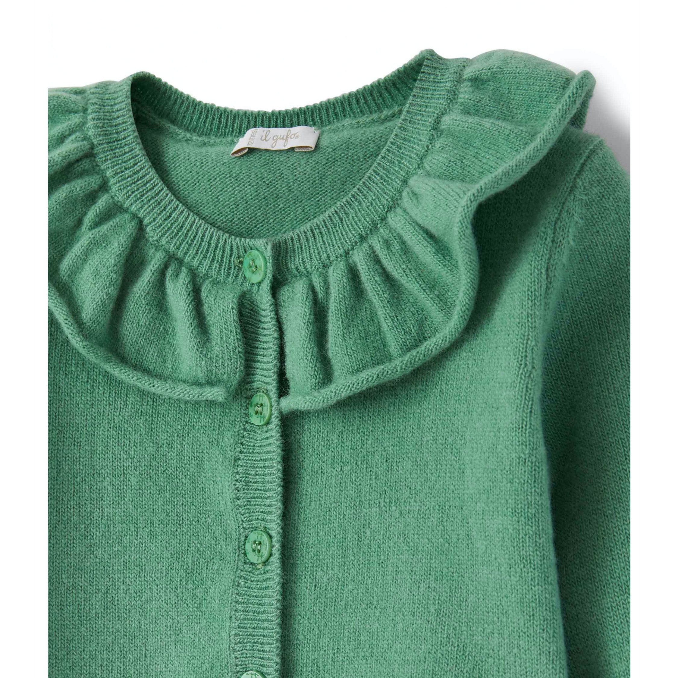 Girls Green Wool Cardigan