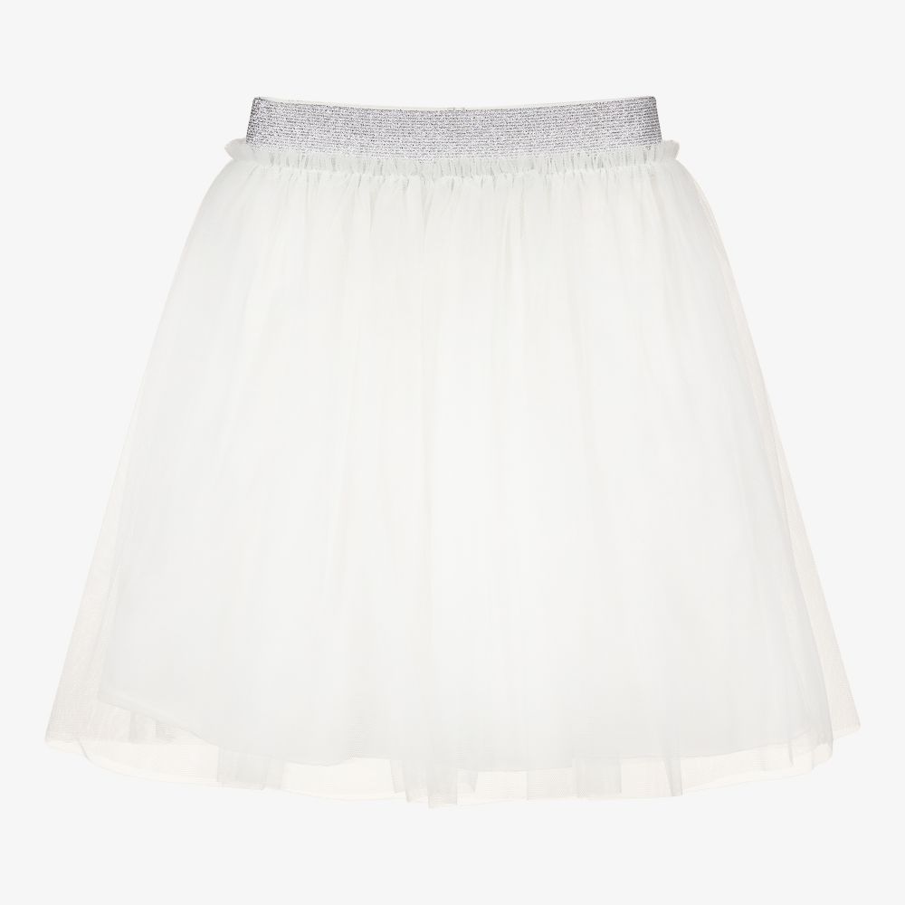 Girls White Tulle Skirt
