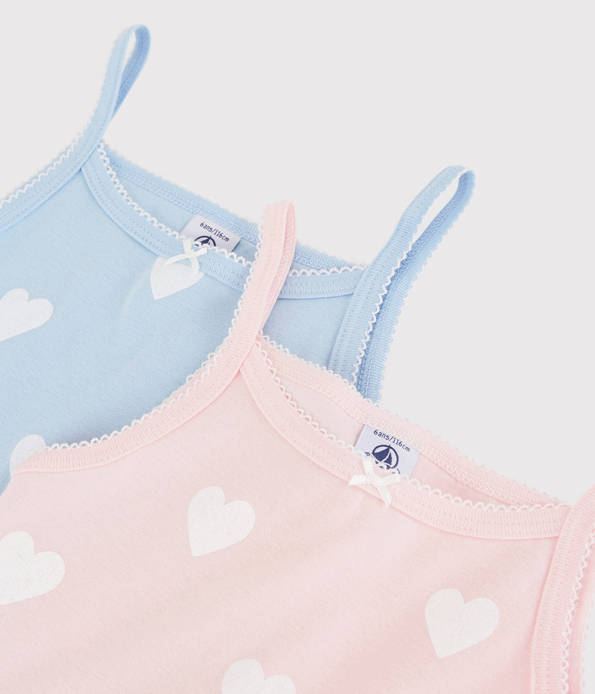 Girls Pink & Blue Heart Cotton Vest