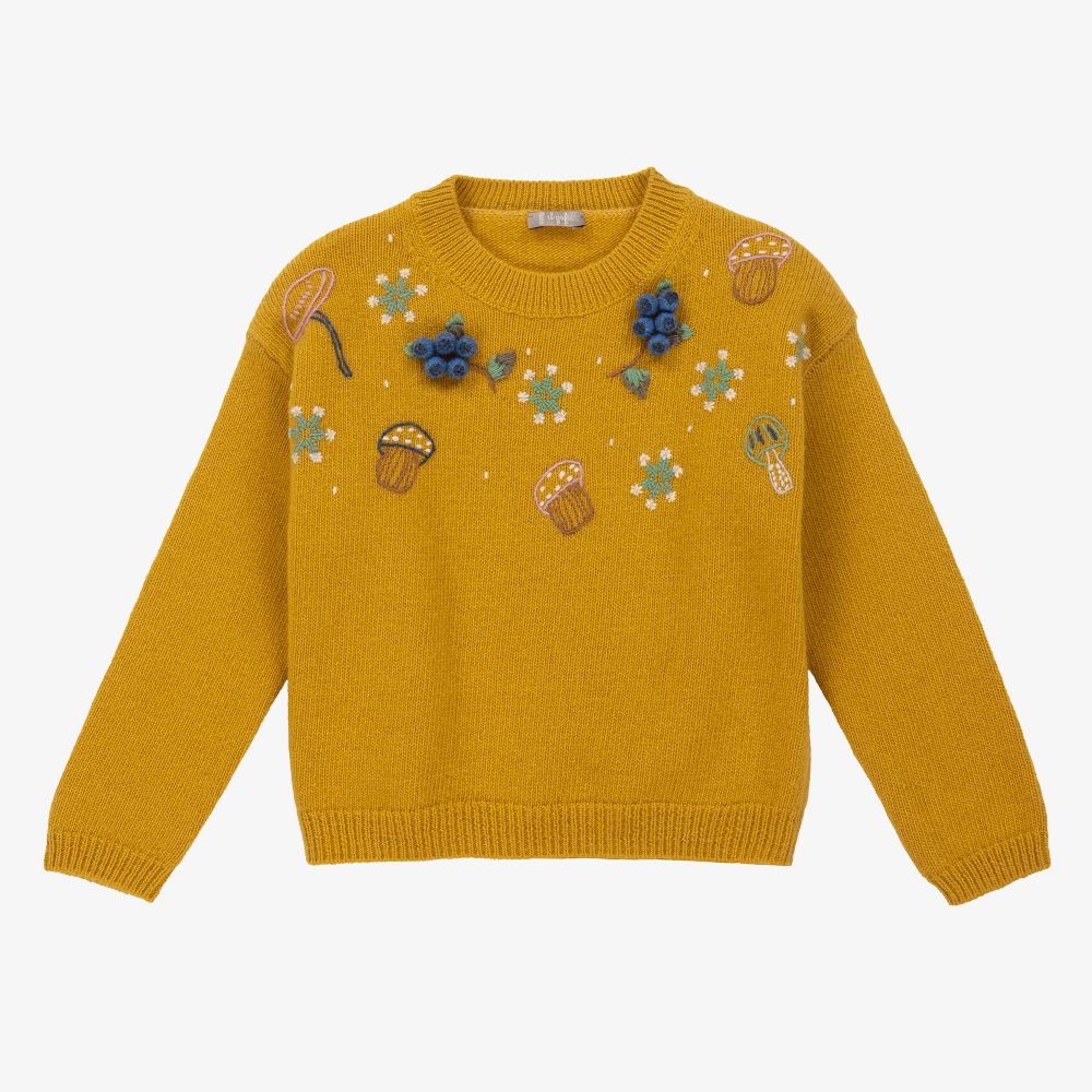Girls Dark Yellow Wool Sweater