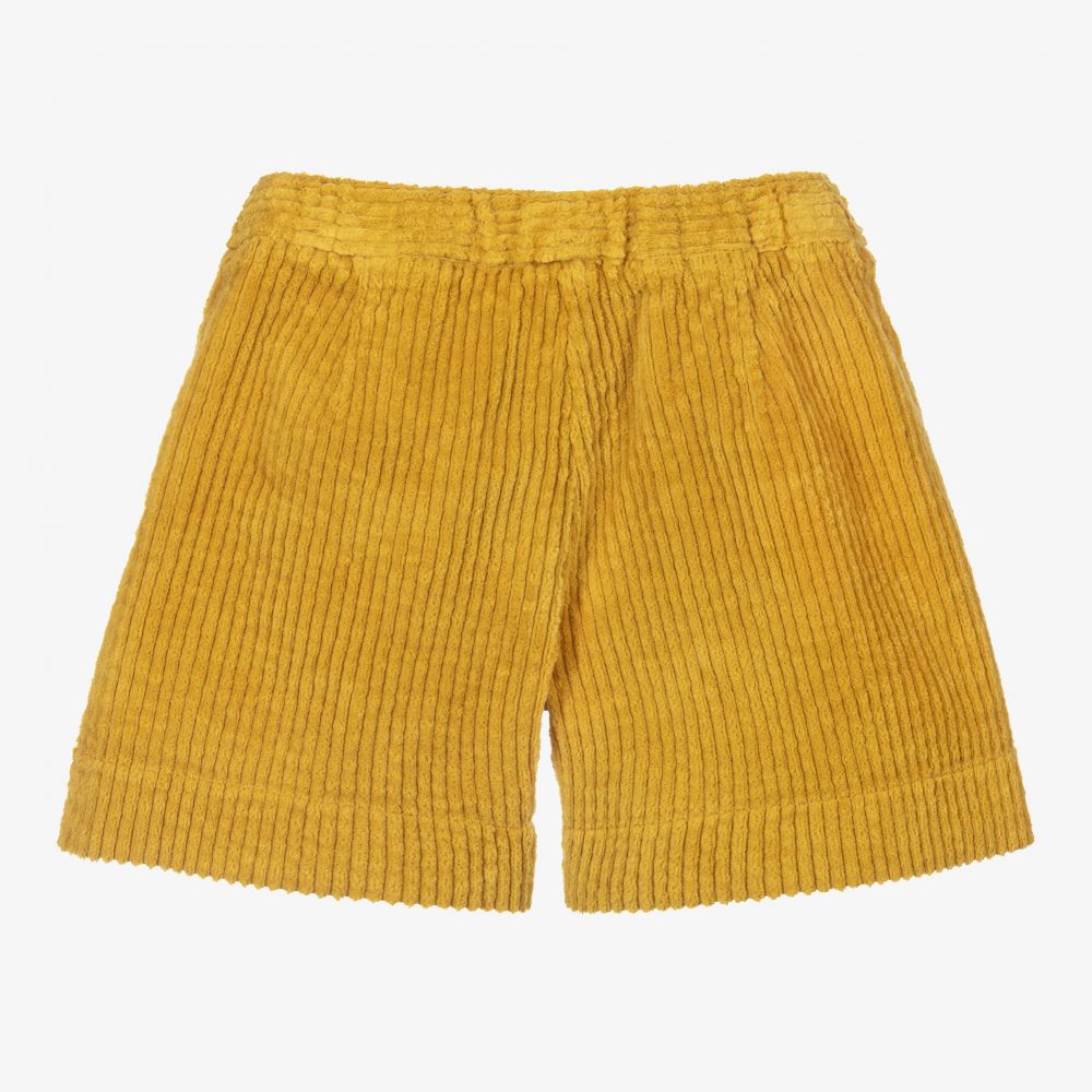Girls Yellow Cotton Corduroy Shorts