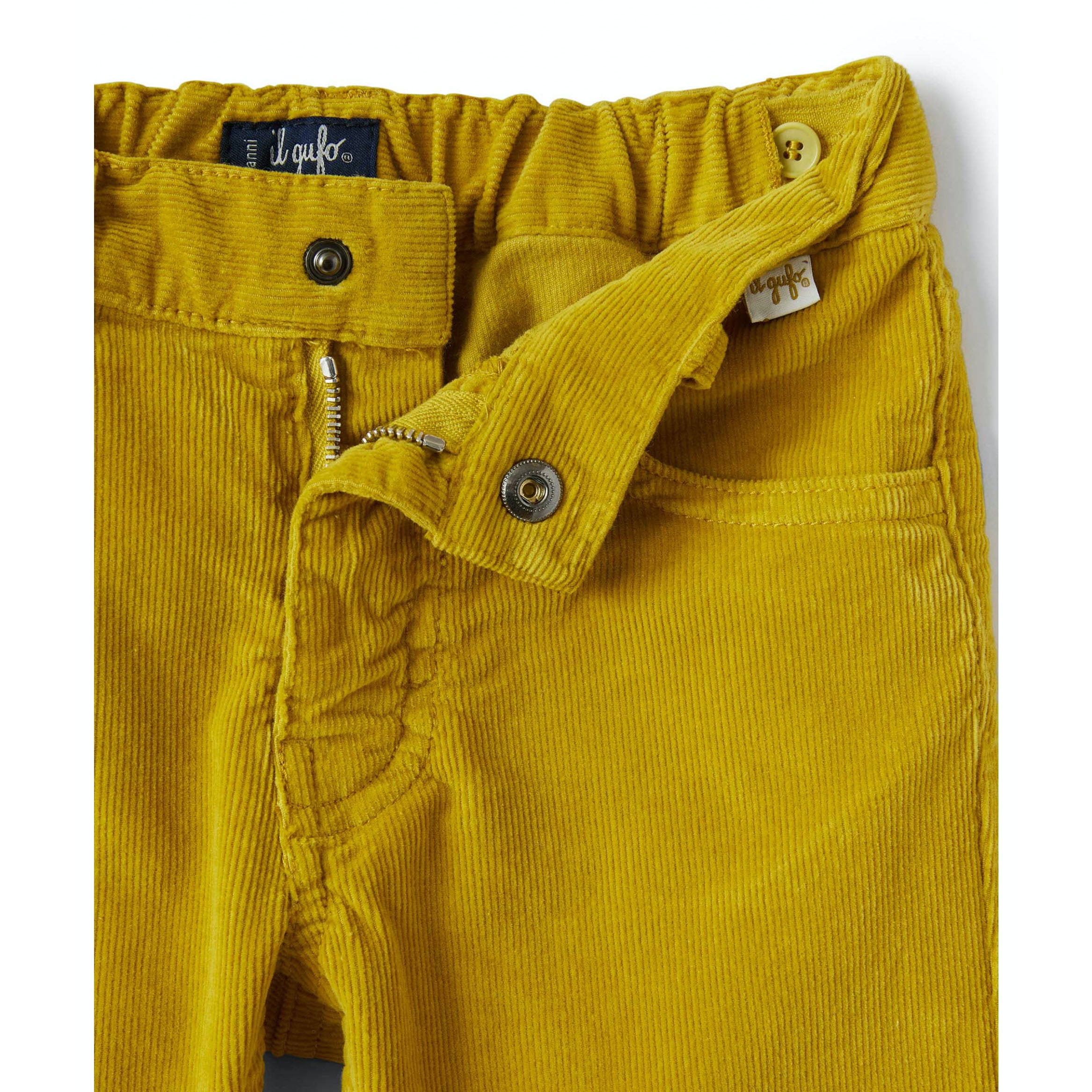 Girls Yellow Cotton Corduroy Trousers