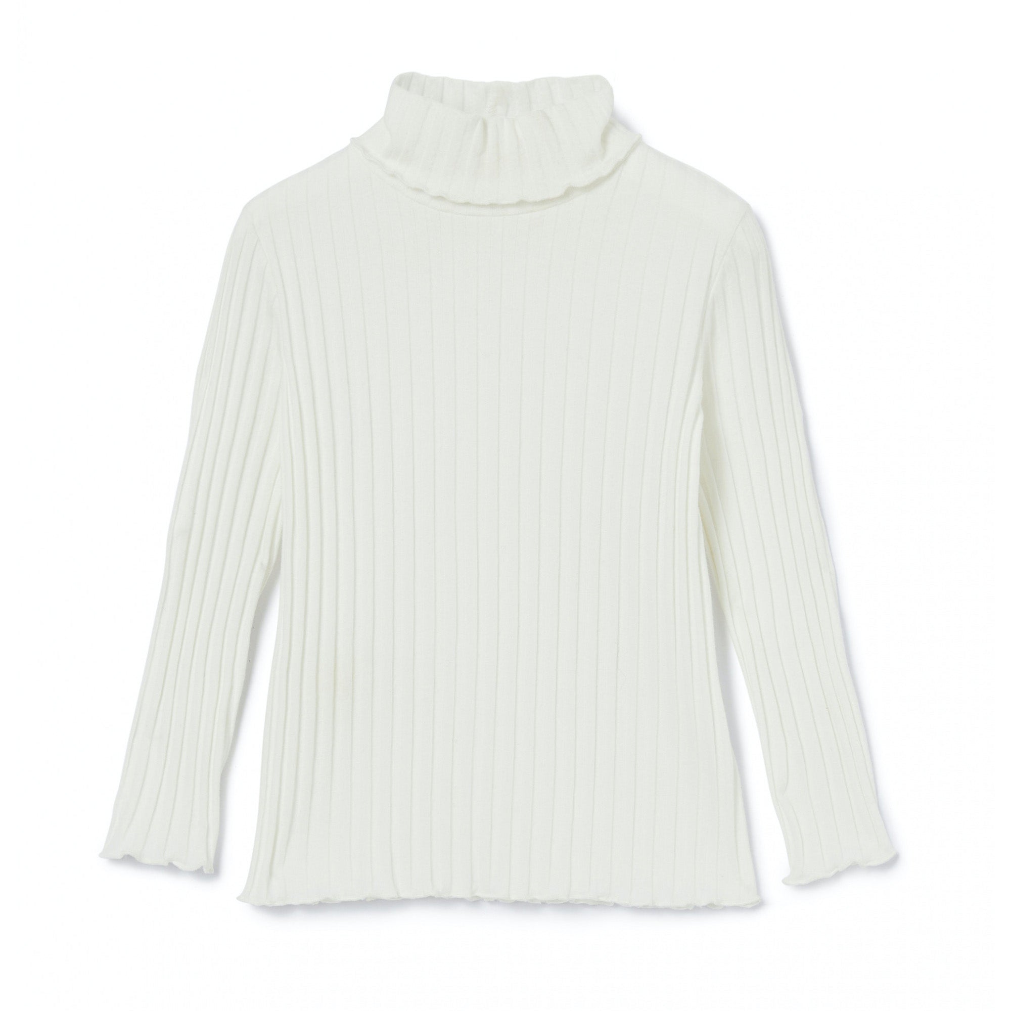 Girls White Cotton Turtleneck