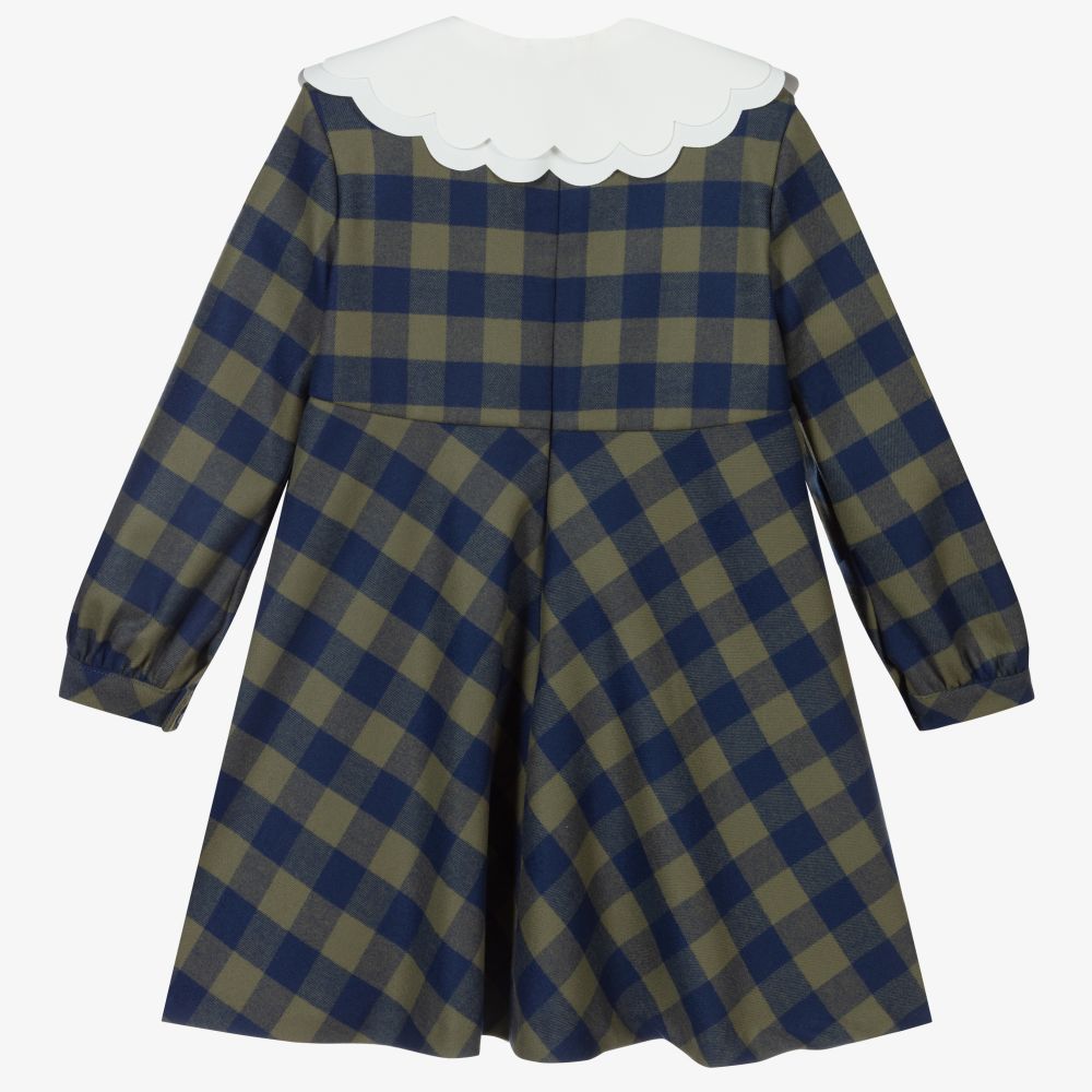 Girls Green Check Dress