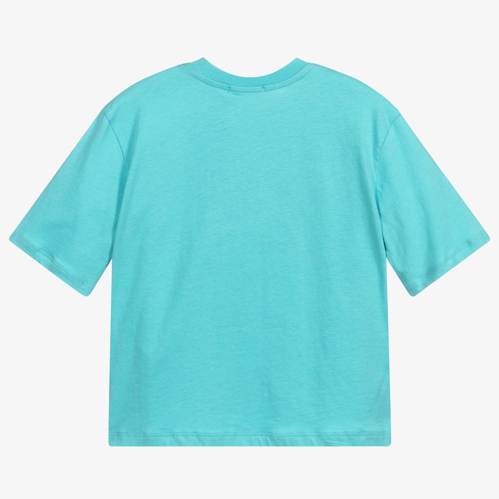 Girls Blue Logo Cotton T-Shirt