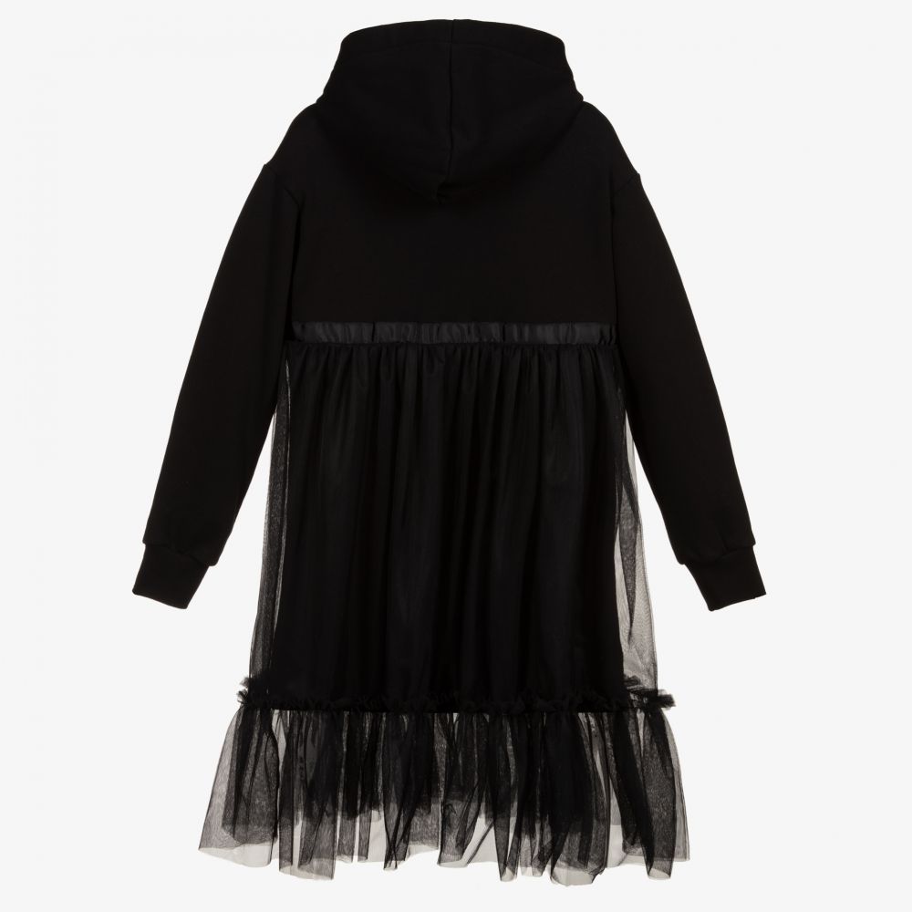 Girls Black Logo Tulle Dress