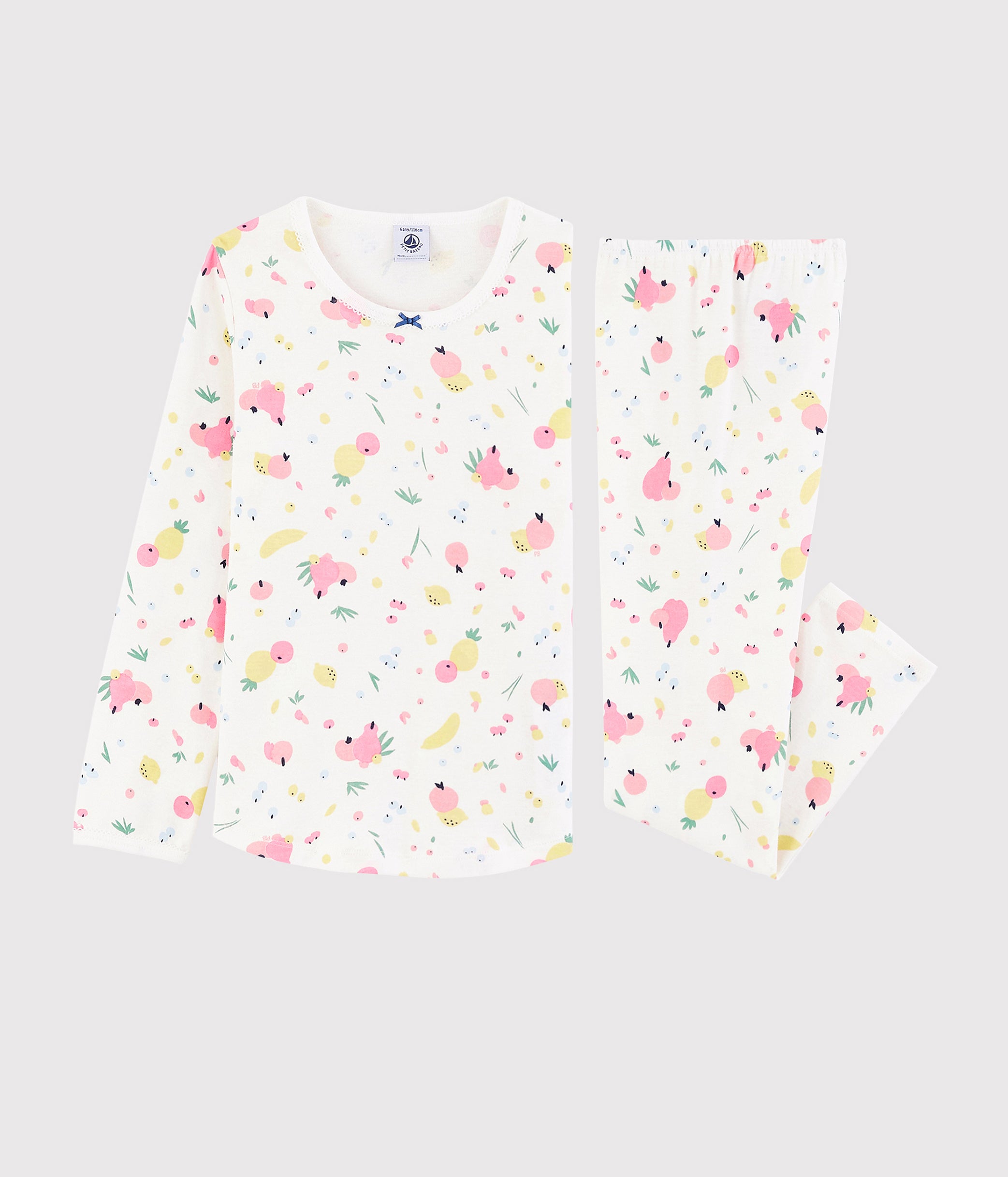 Girls White Flower Cotton Nightwear Set