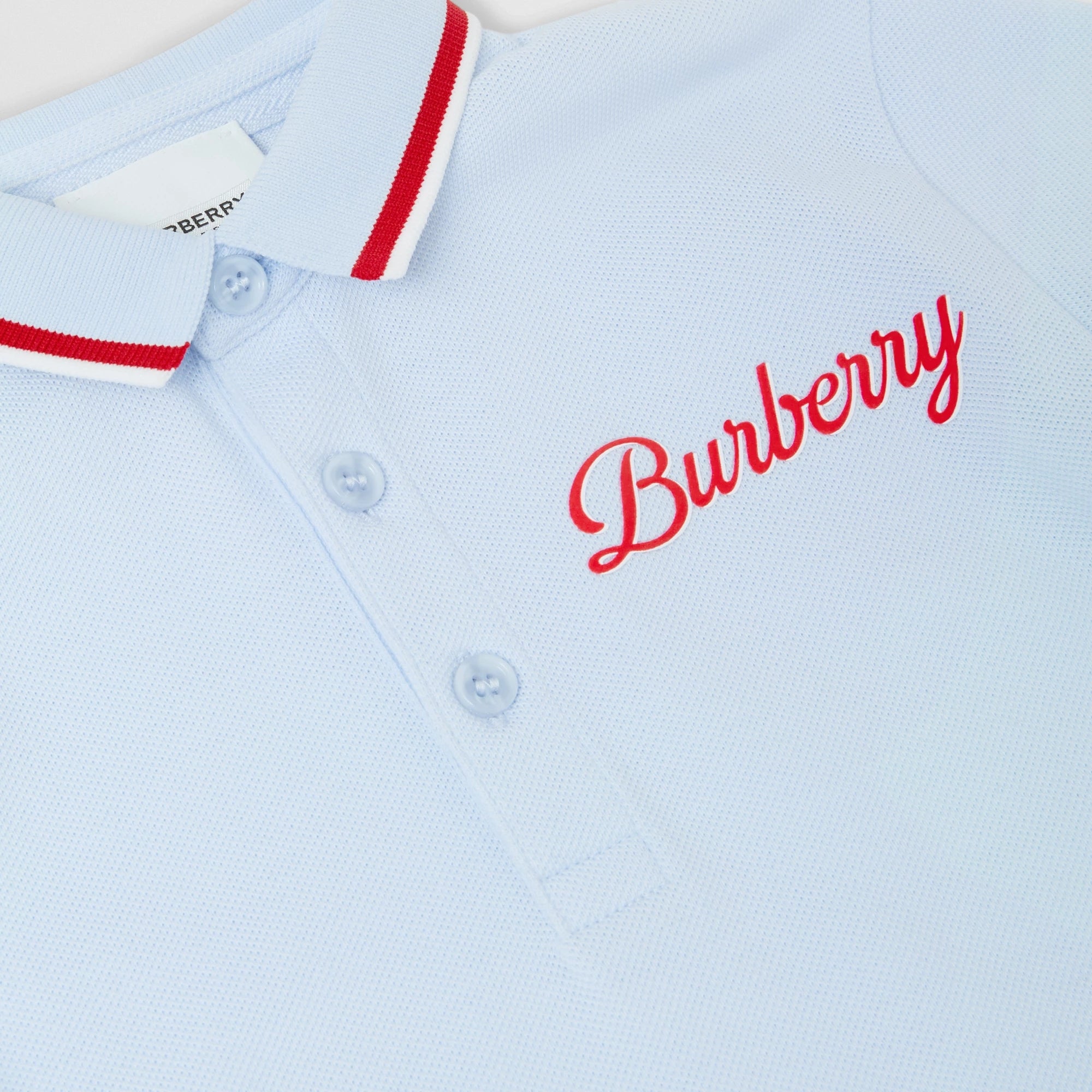 Baby Boys Light Blue Logo Cotton Polo Shirt