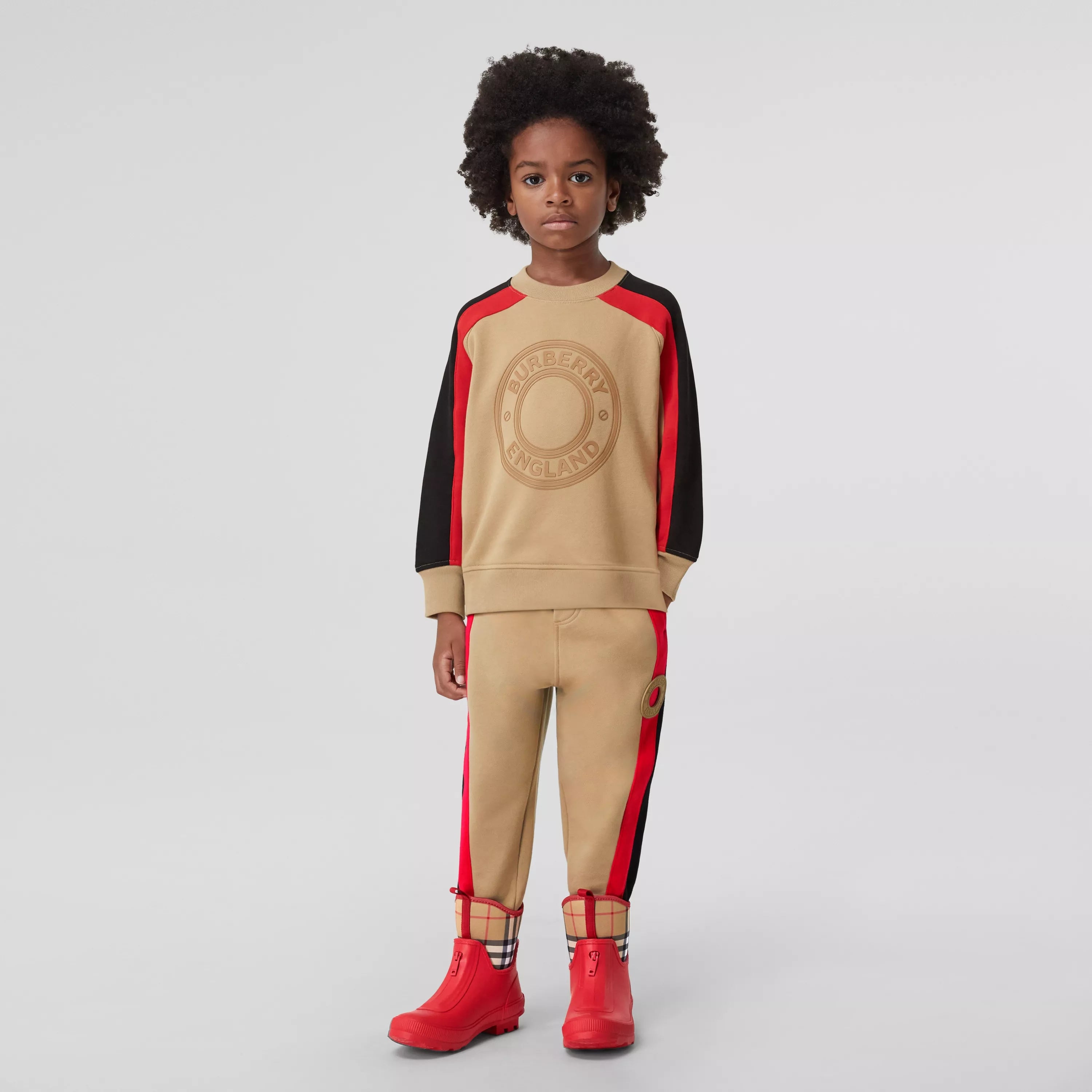 Boys & Girls Beige Logo Cotton Sweatshirt