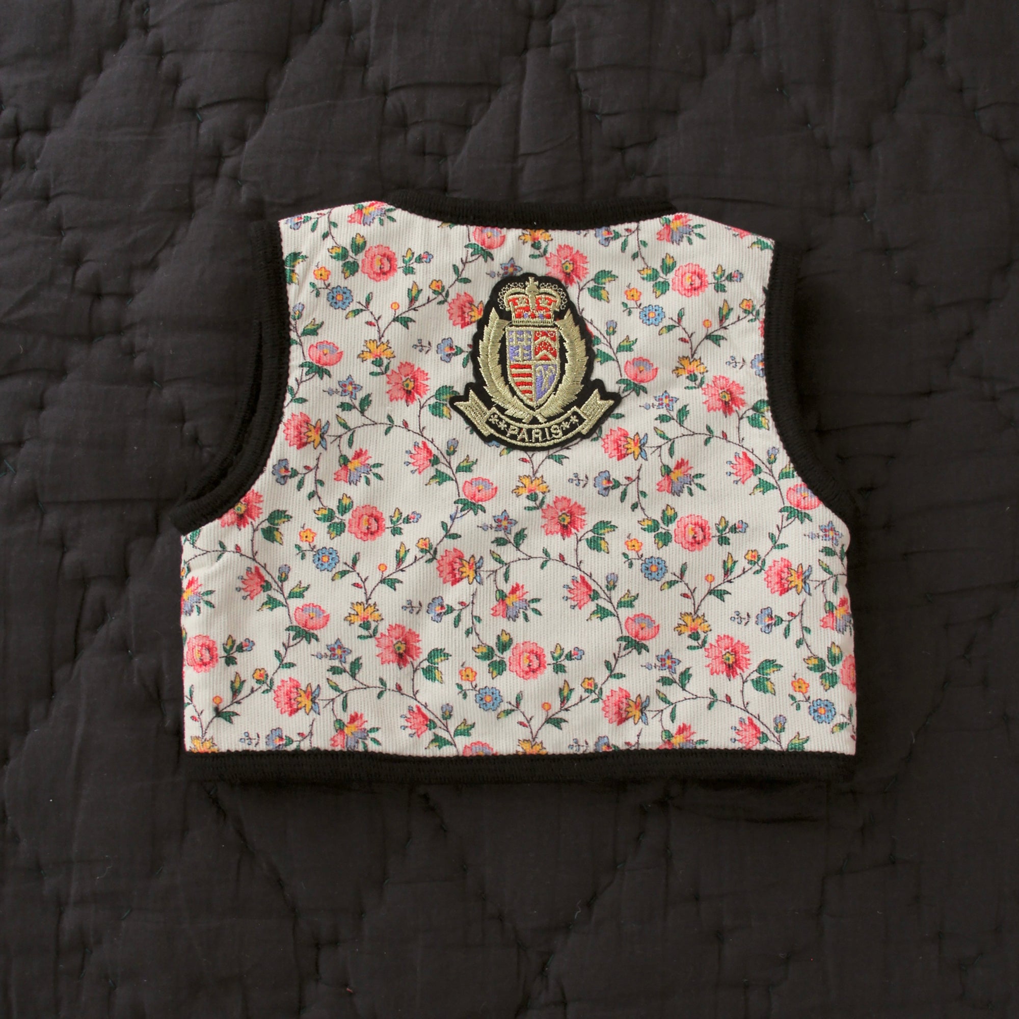 Girls Ivory Flowers Reversible Gilet