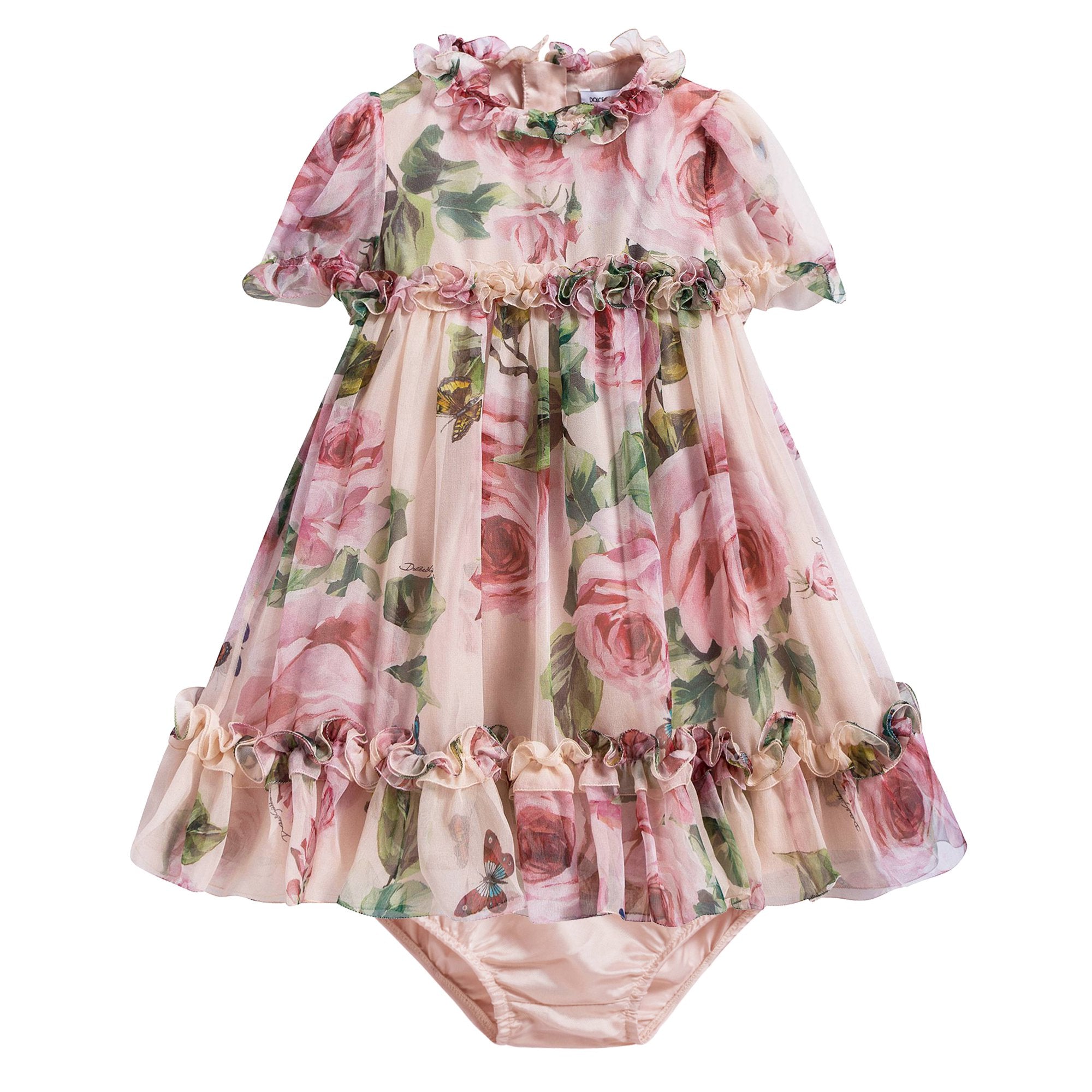 Baby Girls Rose Butterfly Printing Dress