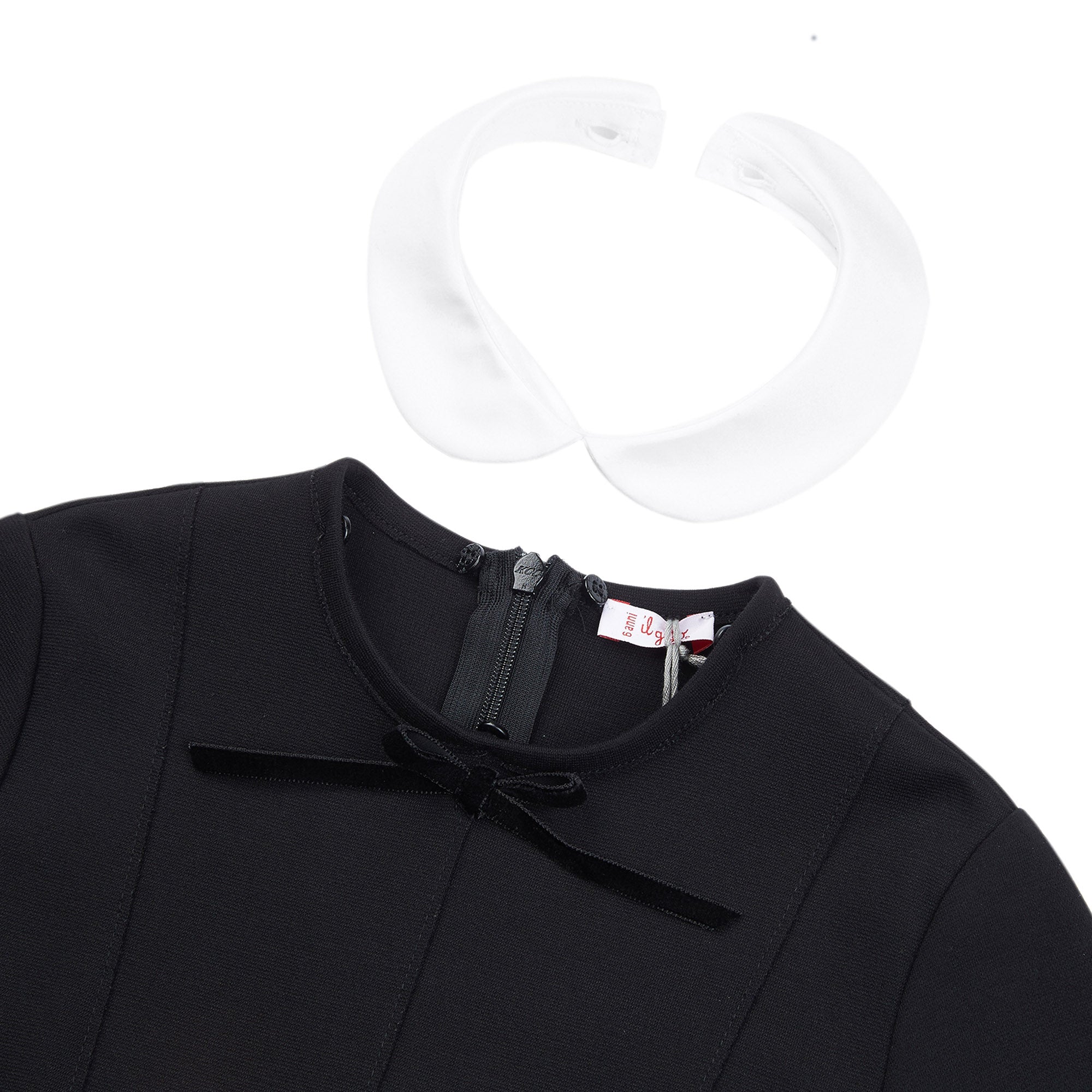 Girls Black & White Collar Dress