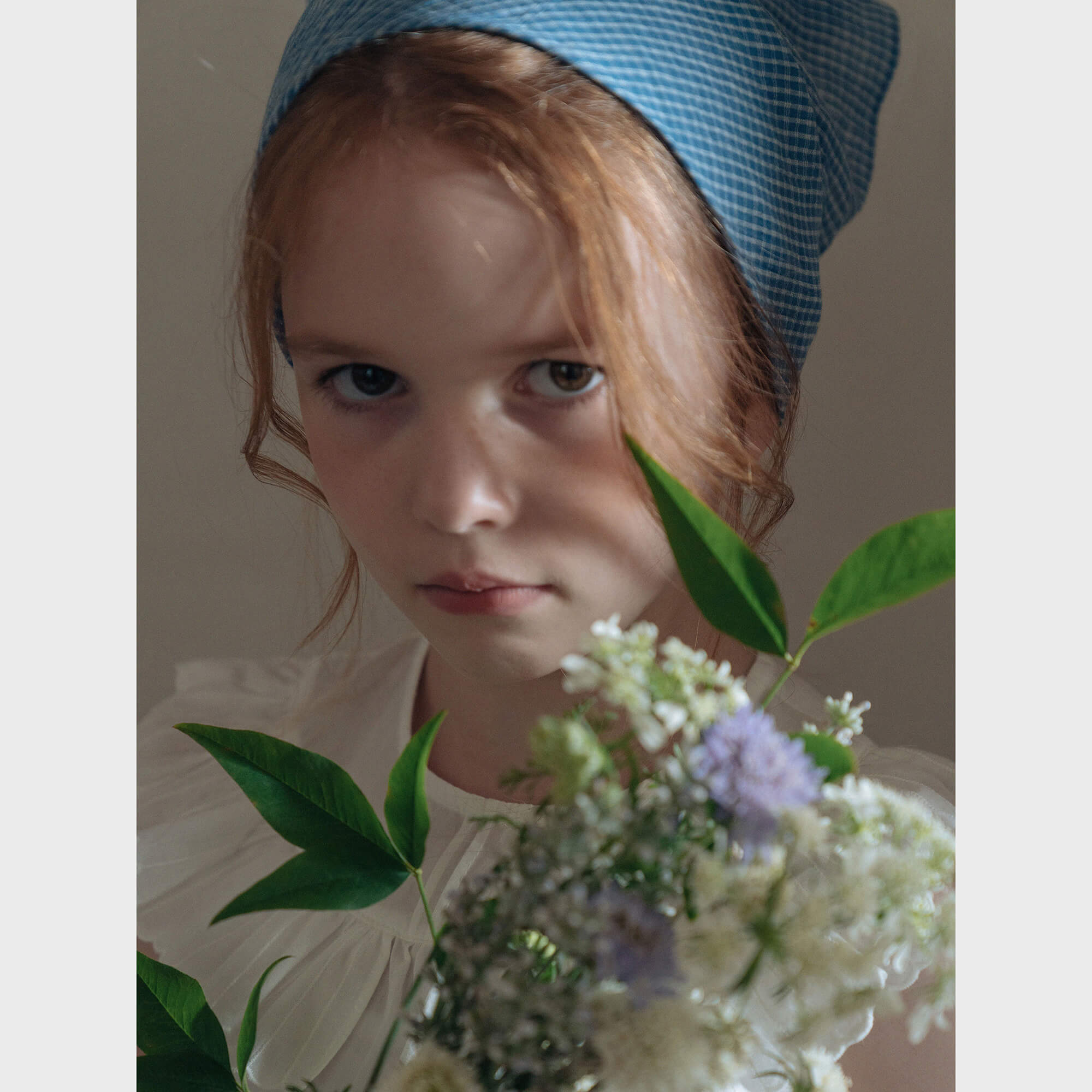 Girls Blue Check Scarf
