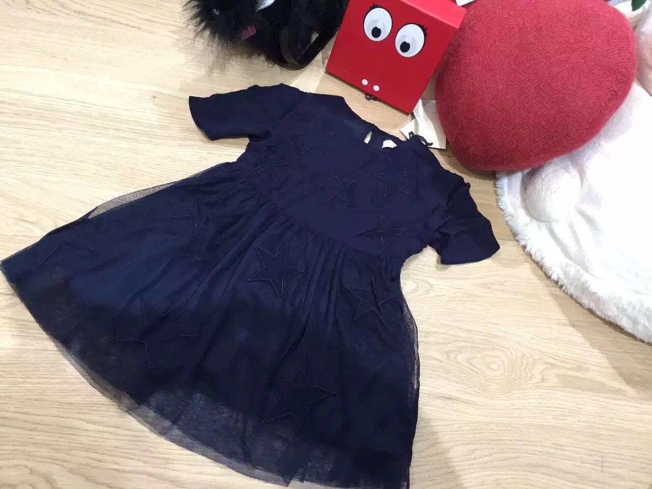 Sally Girls Blue Embroidered Tulle Stars Dress - CÉMAROSE | Children's Fashion Store