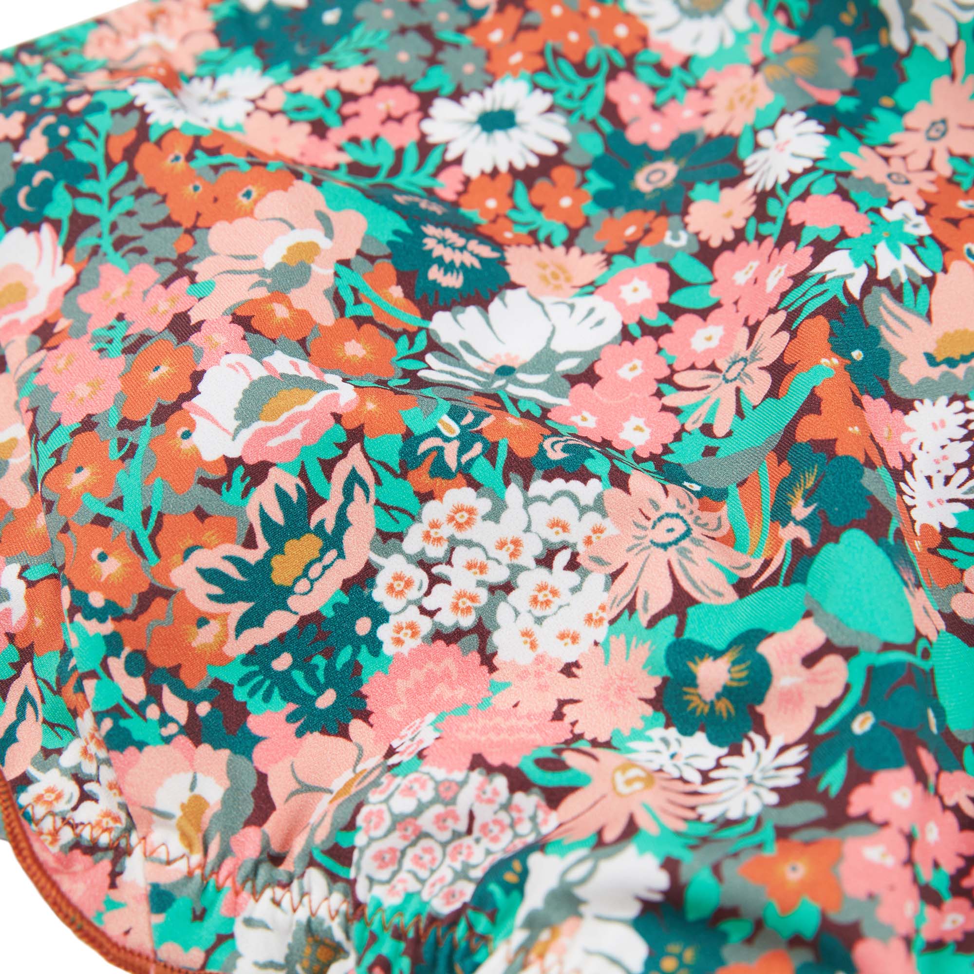 Girls Green Floral Swimsuit
