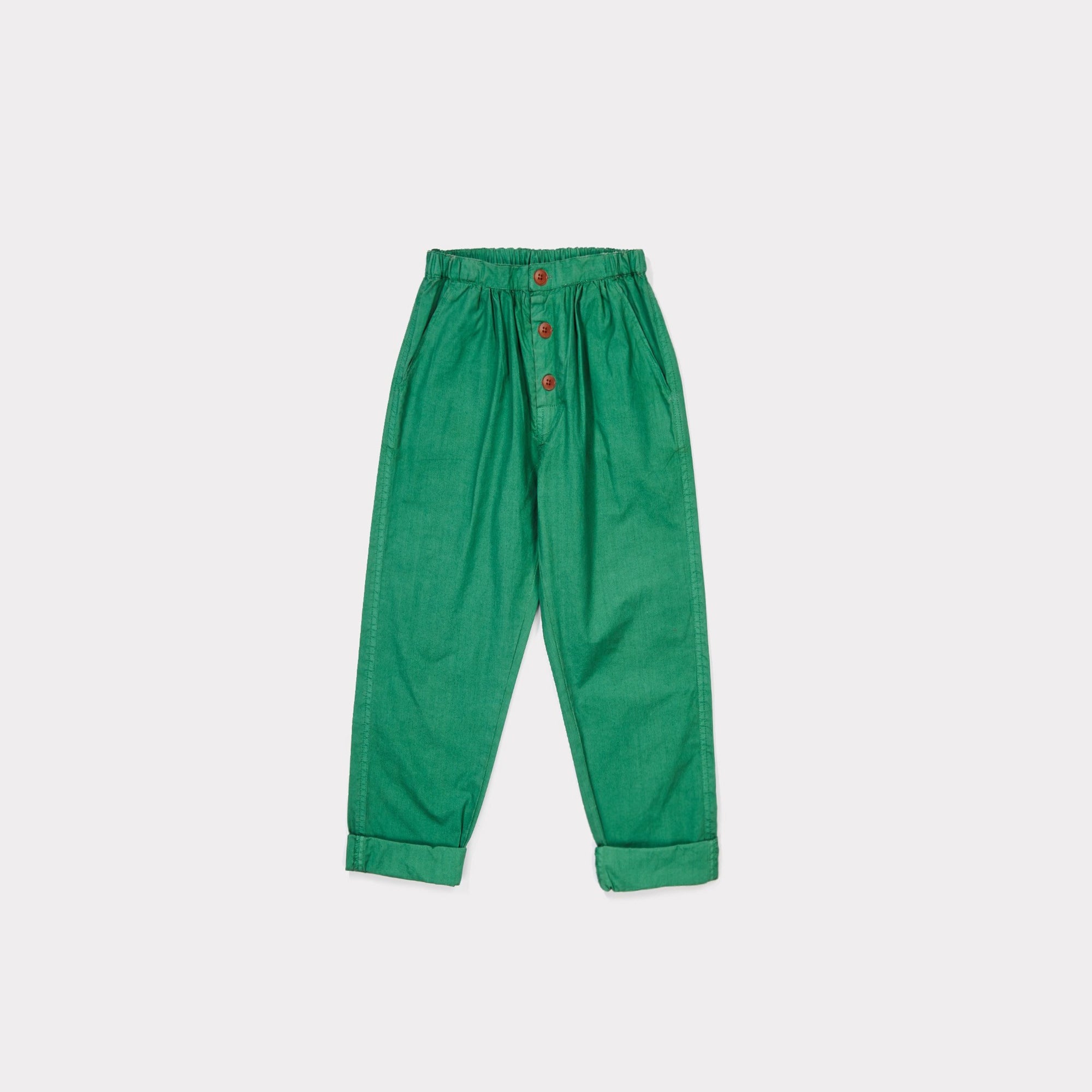 Boys & Girls Mid Green Cotton Woven Trousers