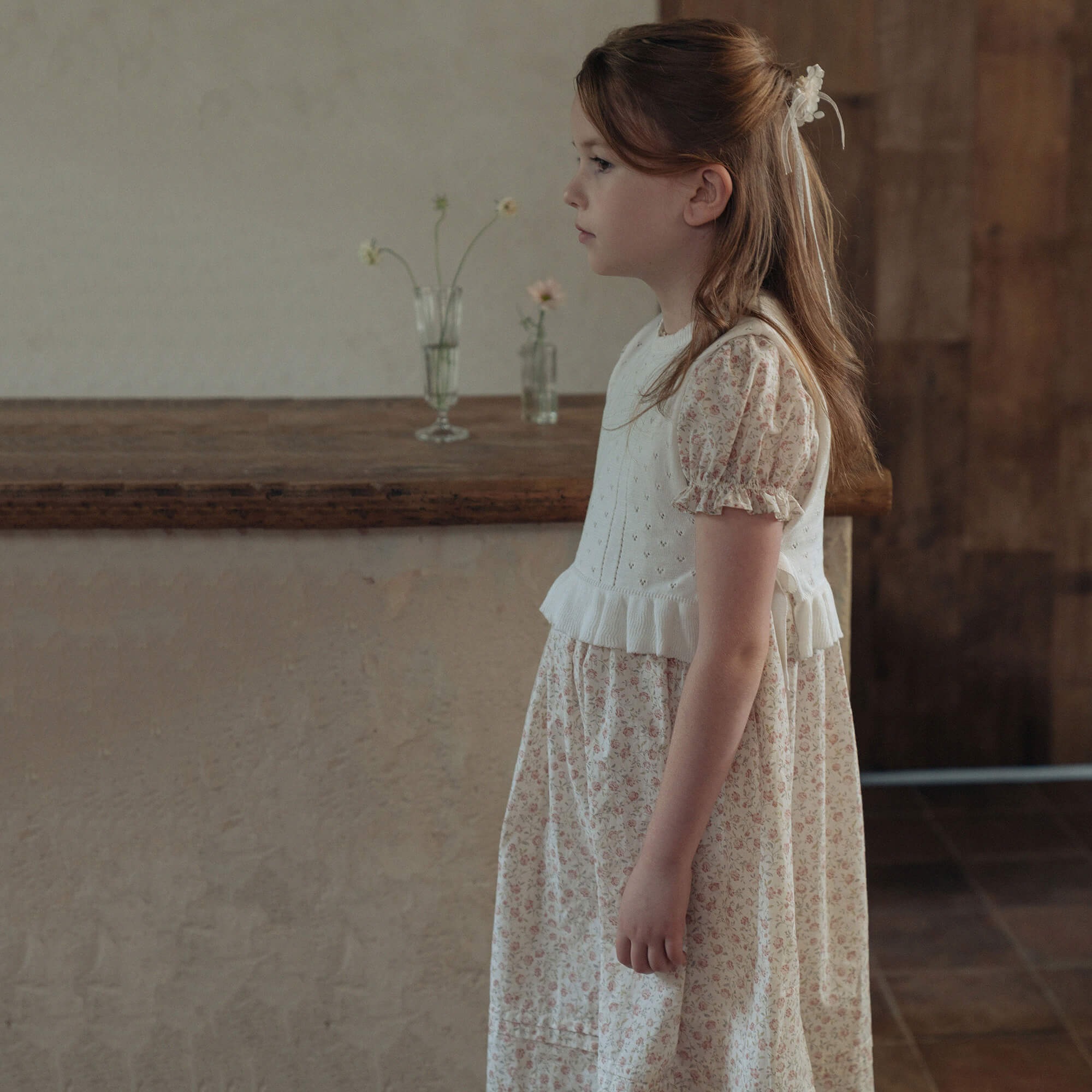 Girls Pink Floral Cotton Dress