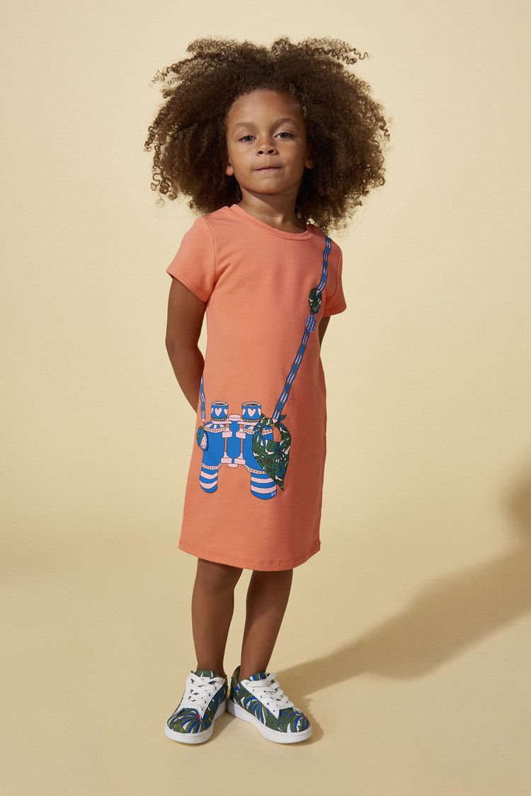 Baby Girls Pink Cotton Telescope Printed Optical Illusionfleece Dress - CÉMAROSE | Children's Fashion Store - 2
