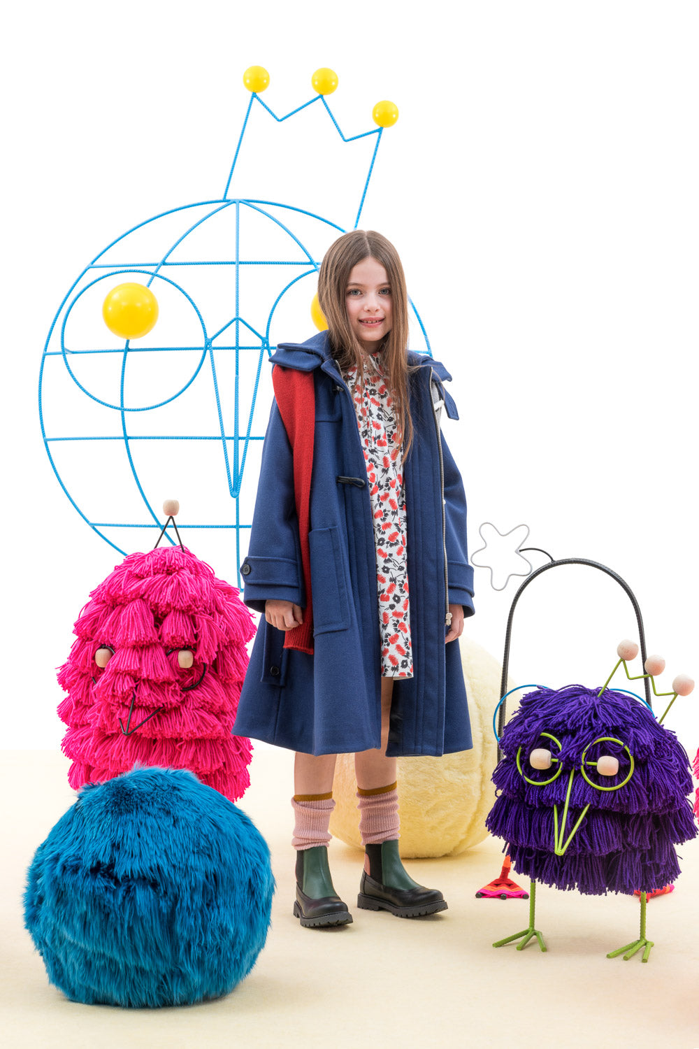 Girls Costal Blue Wool Coat
