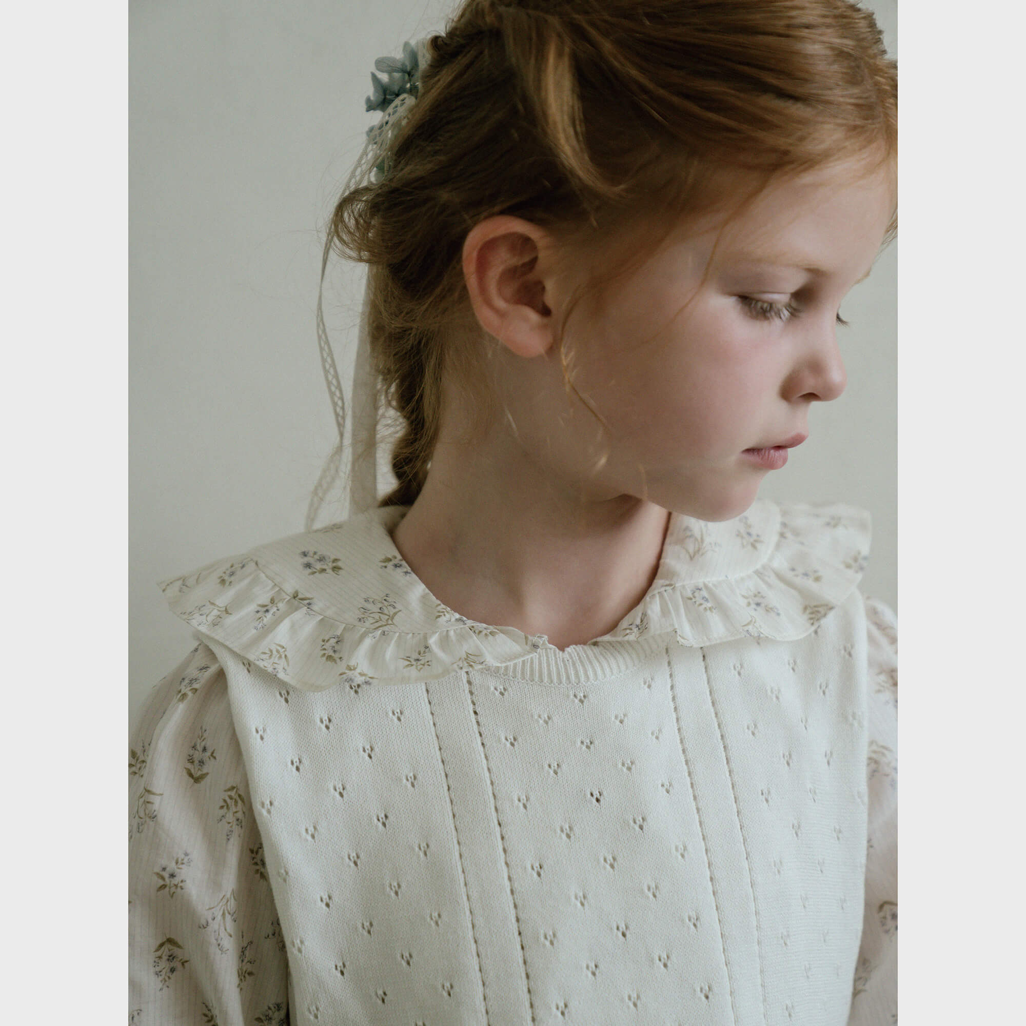 Girls Blue Floral Cotton Dress