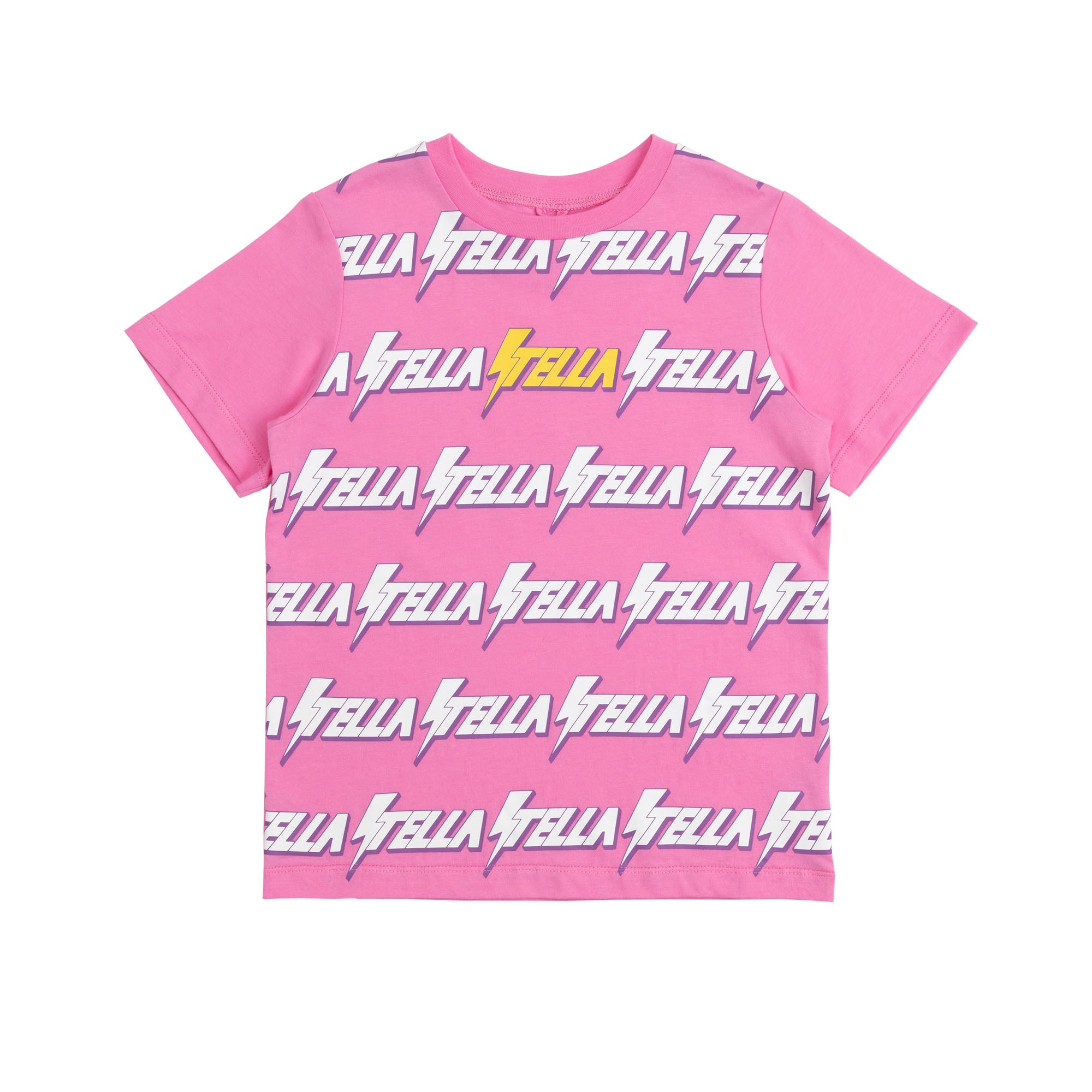 Girls Pink Lightning Logo Cotton T-Shirt