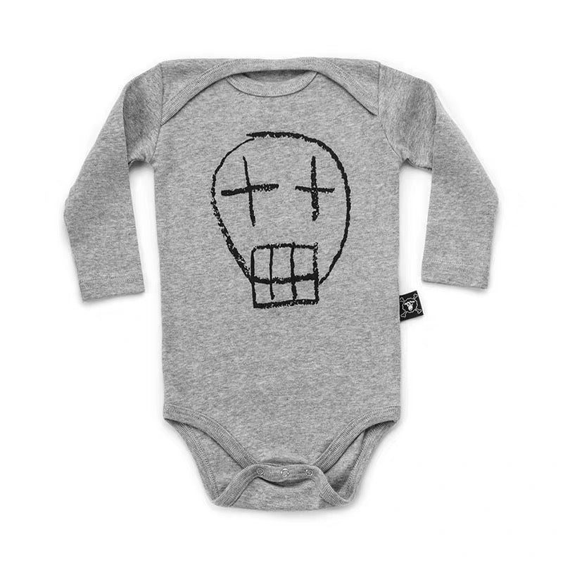 Baby Boys Grey Skull Cotton Playsuit