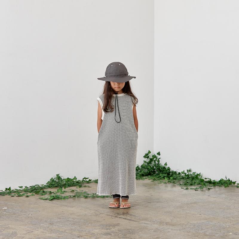 Girls White Check Dress