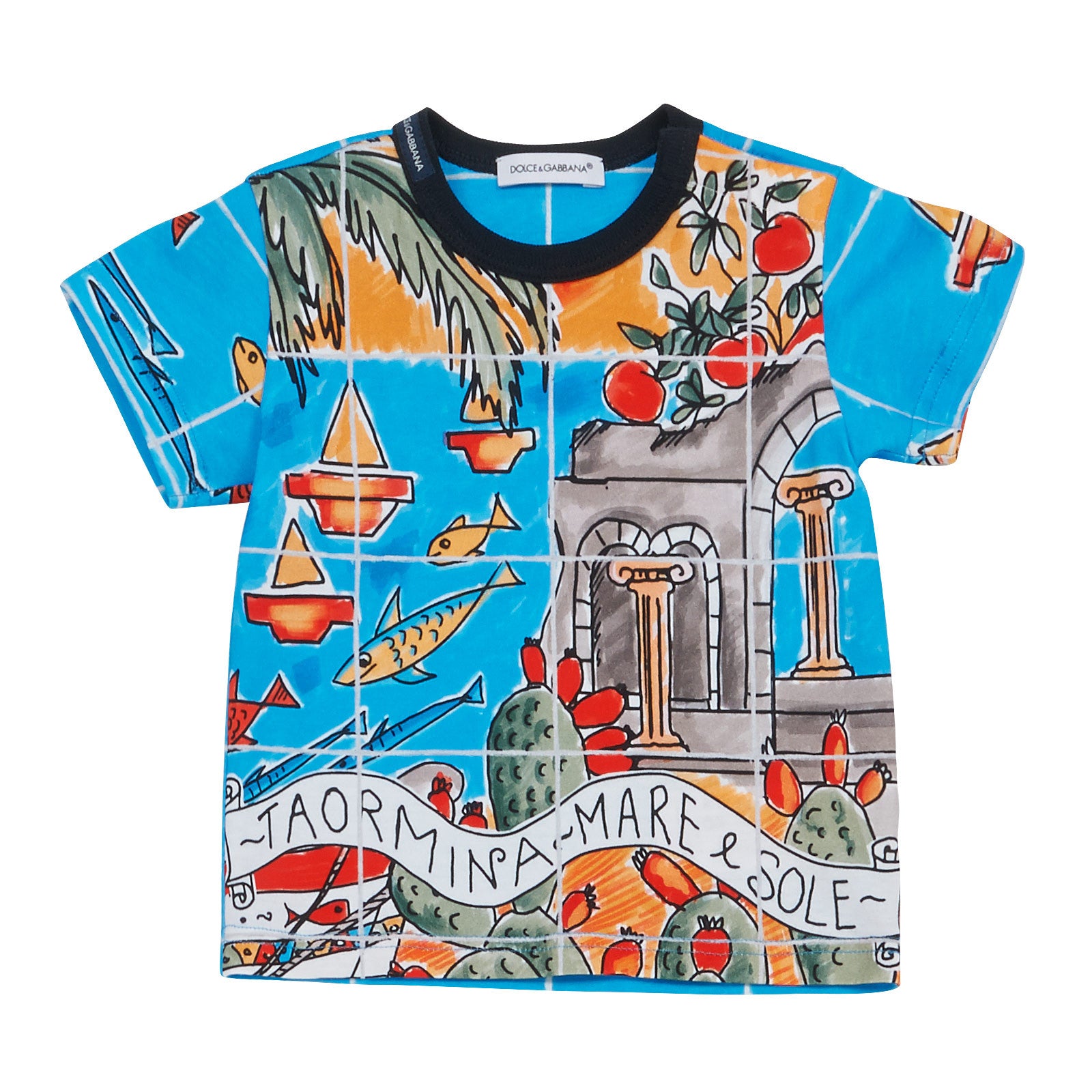 Baby Boys Multicolor Printed Cotton Beachwear T-Shirt - CÉMAROSE | Children's Fashion Store - 1