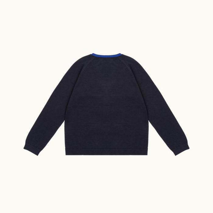Boys Navy Cotton Cardigan