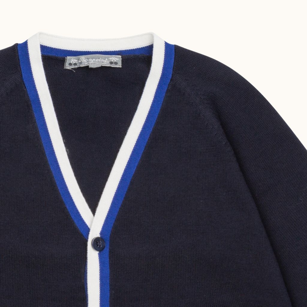 Boys Navy Cotton Cardigan
