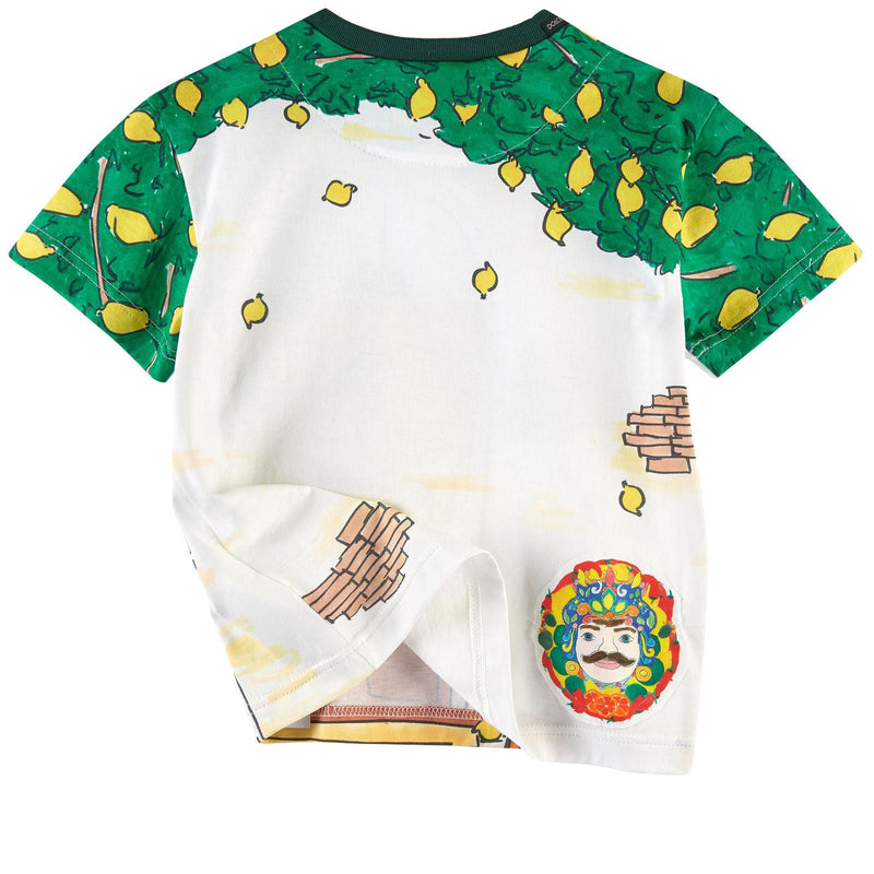 Boys White&Green Door Printed Cotton Jersey T-Shirt - CÉMAROSE | Children's Fashion Store - 3