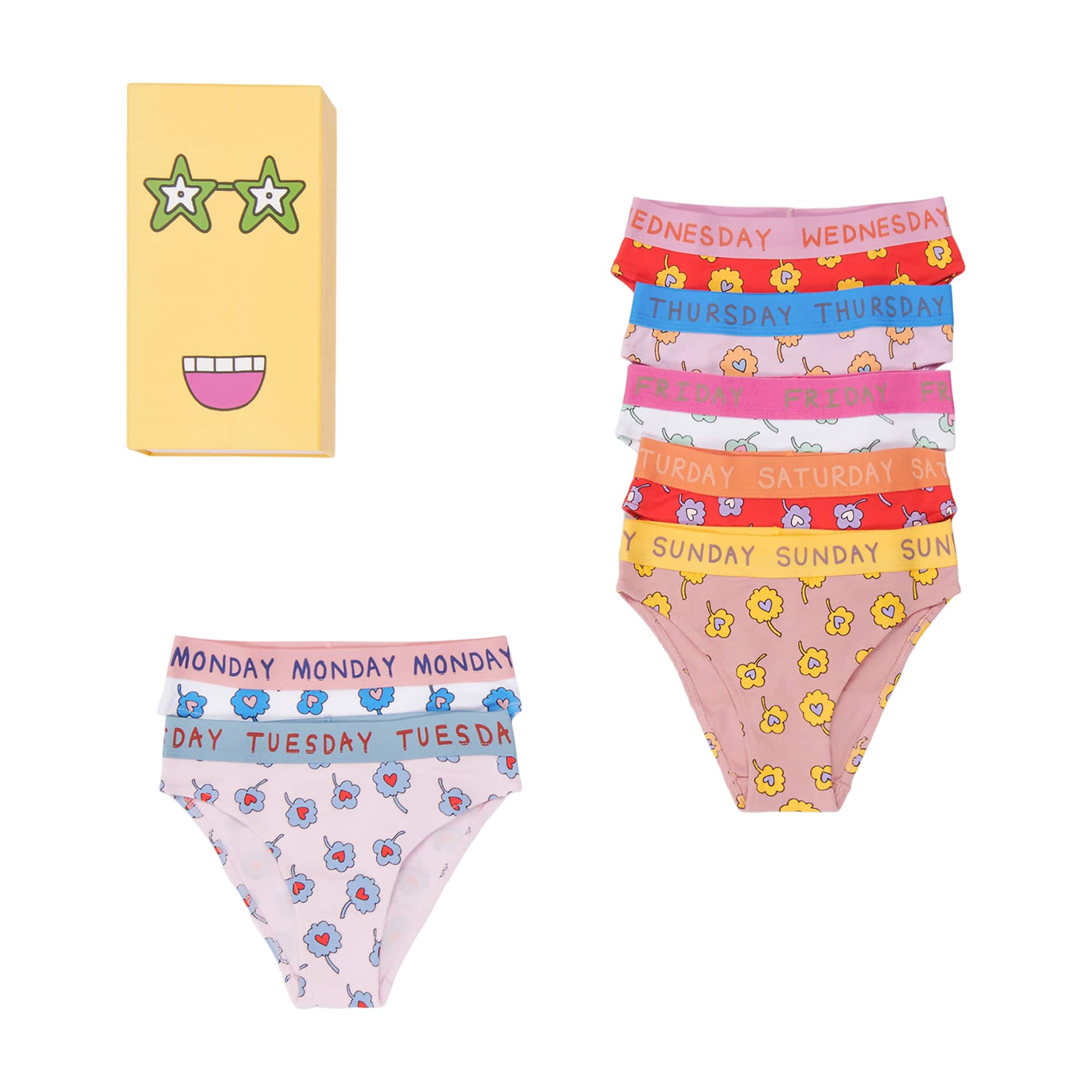 Girls Multicolor Cotton Underwear Set (7 Pack)