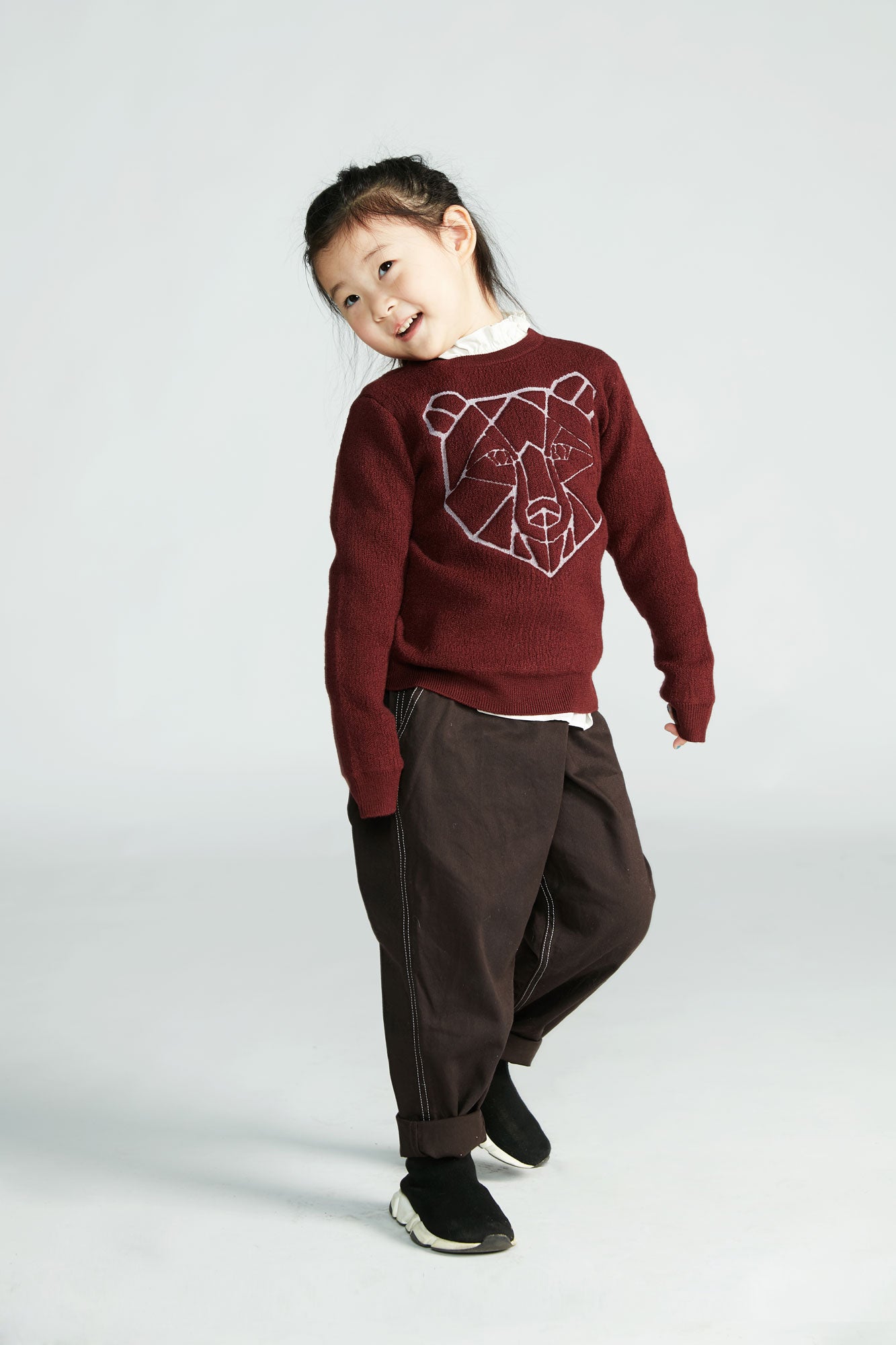 Boys Wine Red Printed Sweater