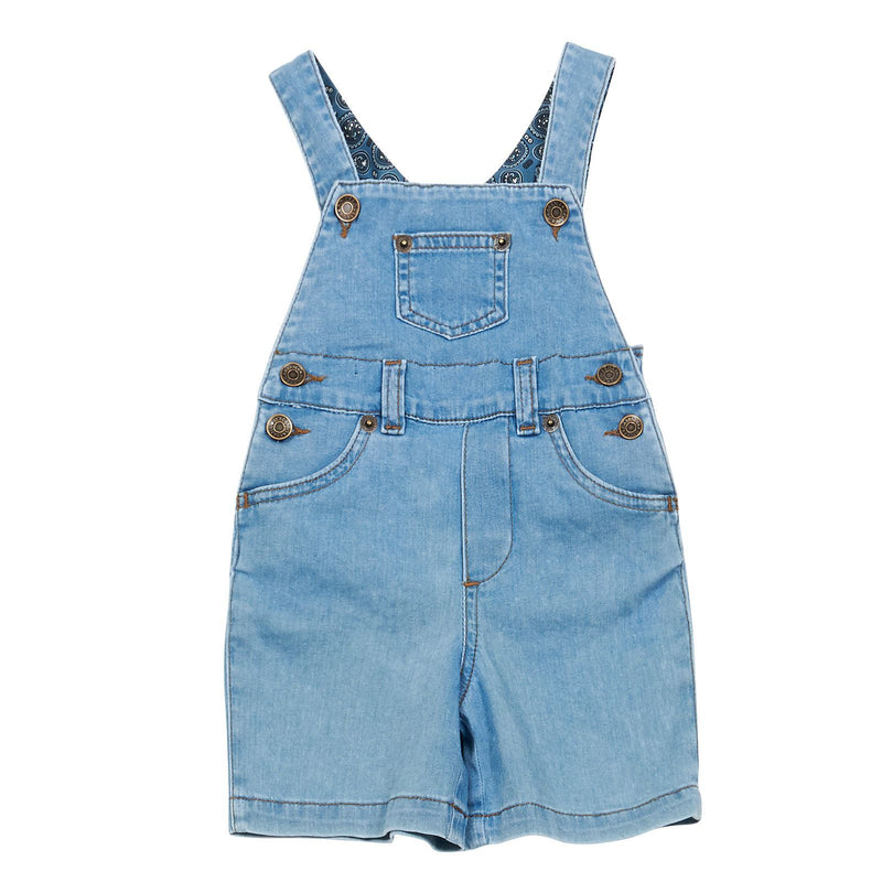 Baby Boys Blue Denim Jersey Strap Dungarees - CÉMAROSE | Children's Fashion Store - 1