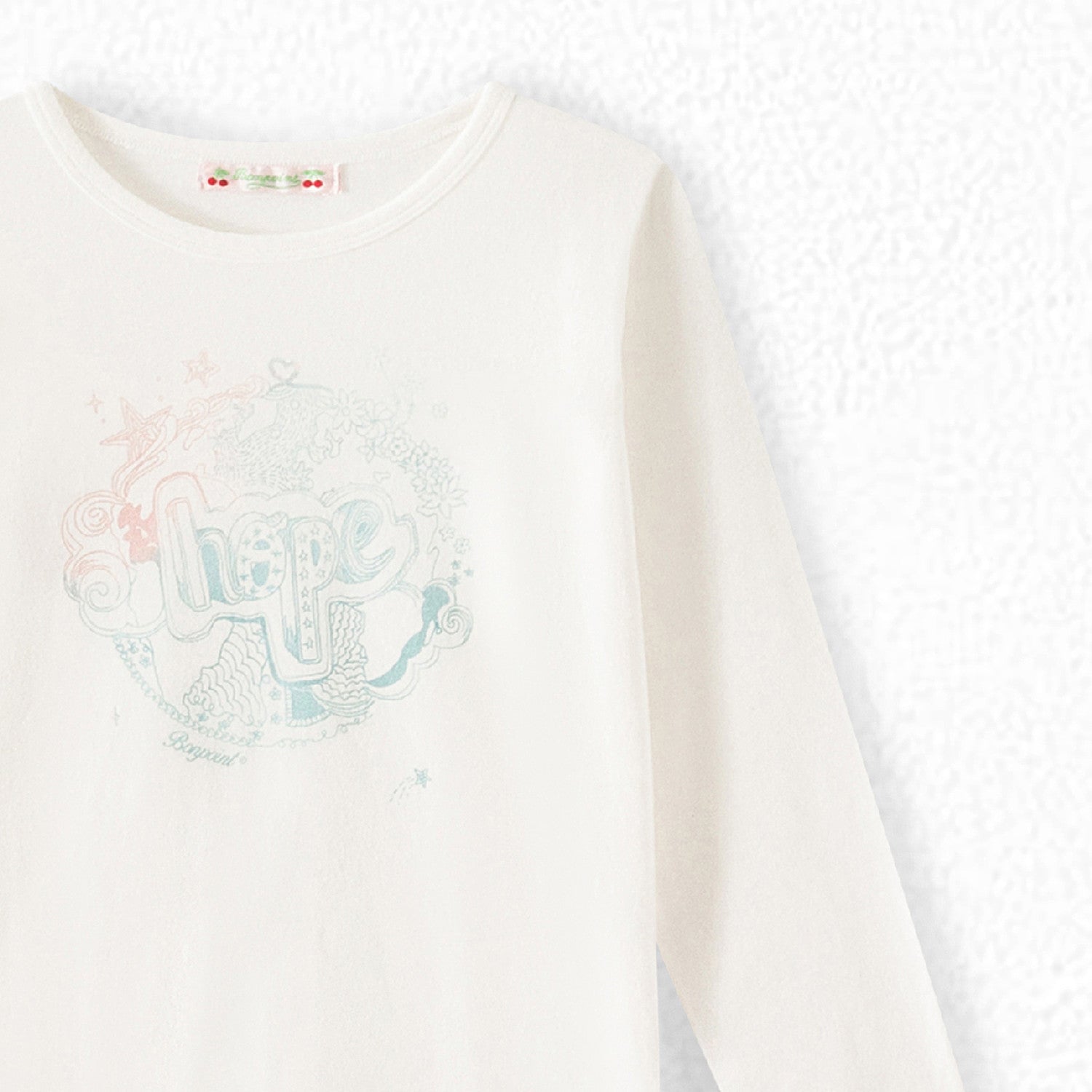 Girls White Printed Cotton T-Shirt