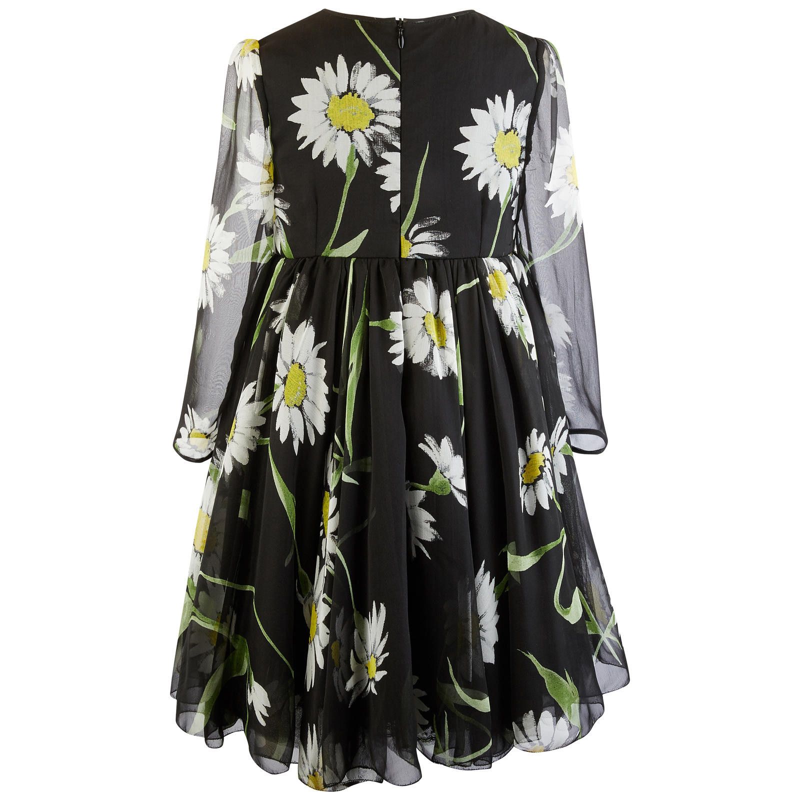 Girls Black Flower Printed Long Sleeve Dress - CÉMAROSE | Children's Fashion Store - 2