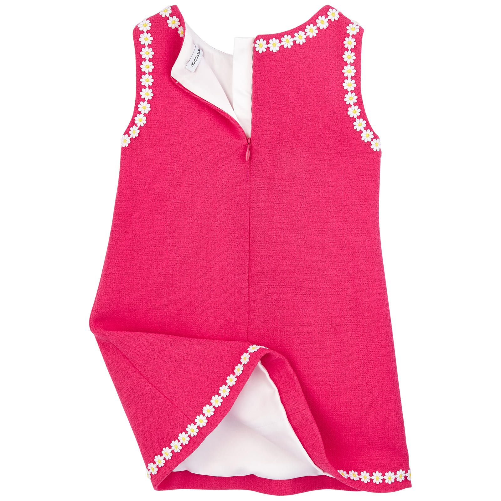 Girls Fuchsia Wool Dress With White Flower Patch Trims - CÉMAROSE | Children's Fashion Store - 2
