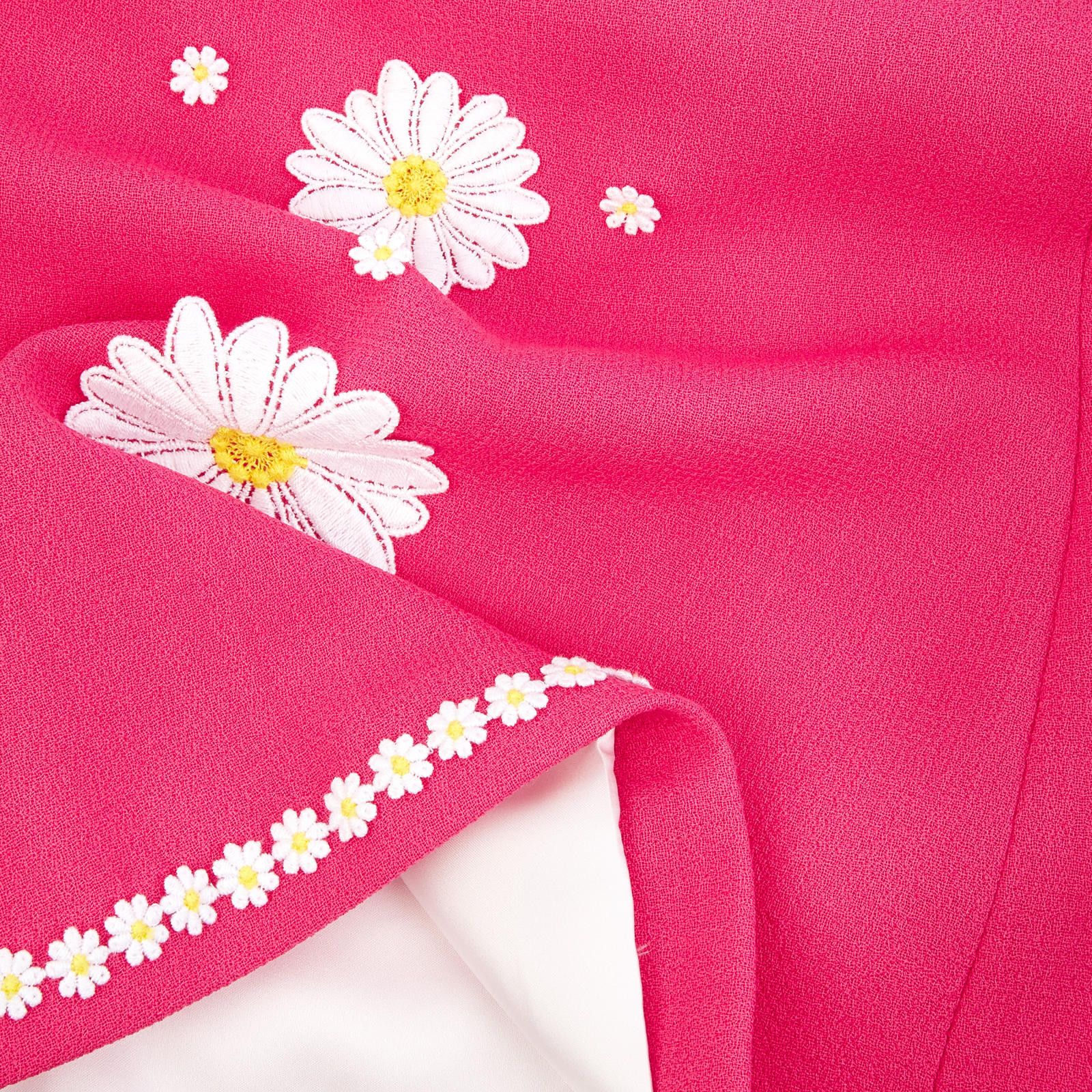 Girls Fuchsia Wool Dress With White Flower Patch Trims - CÉMAROSE | Children's Fashion Store - 3