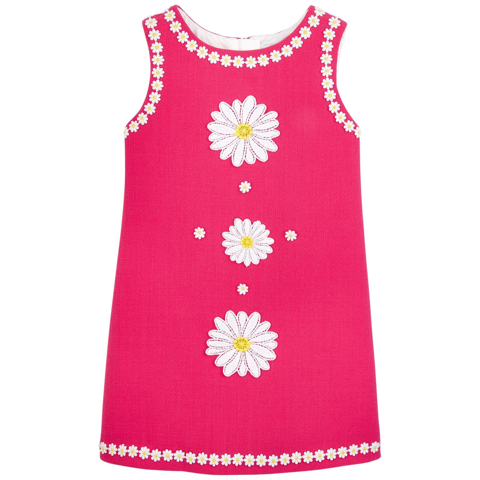 Girls Fuchsia Wool Dress With White Flower Patch Trims - CÉMAROSE | Children's Fashion Store - 1
