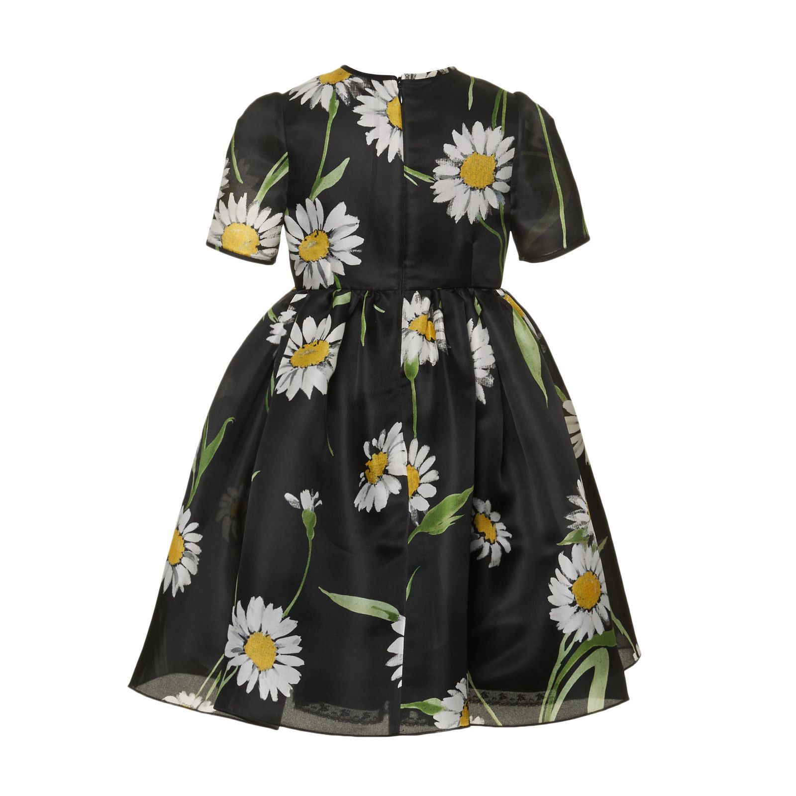 Girls Black Folwer Printed Silk Chiffon Dress - CÉMAROSE | Children's Fashion Store - 2