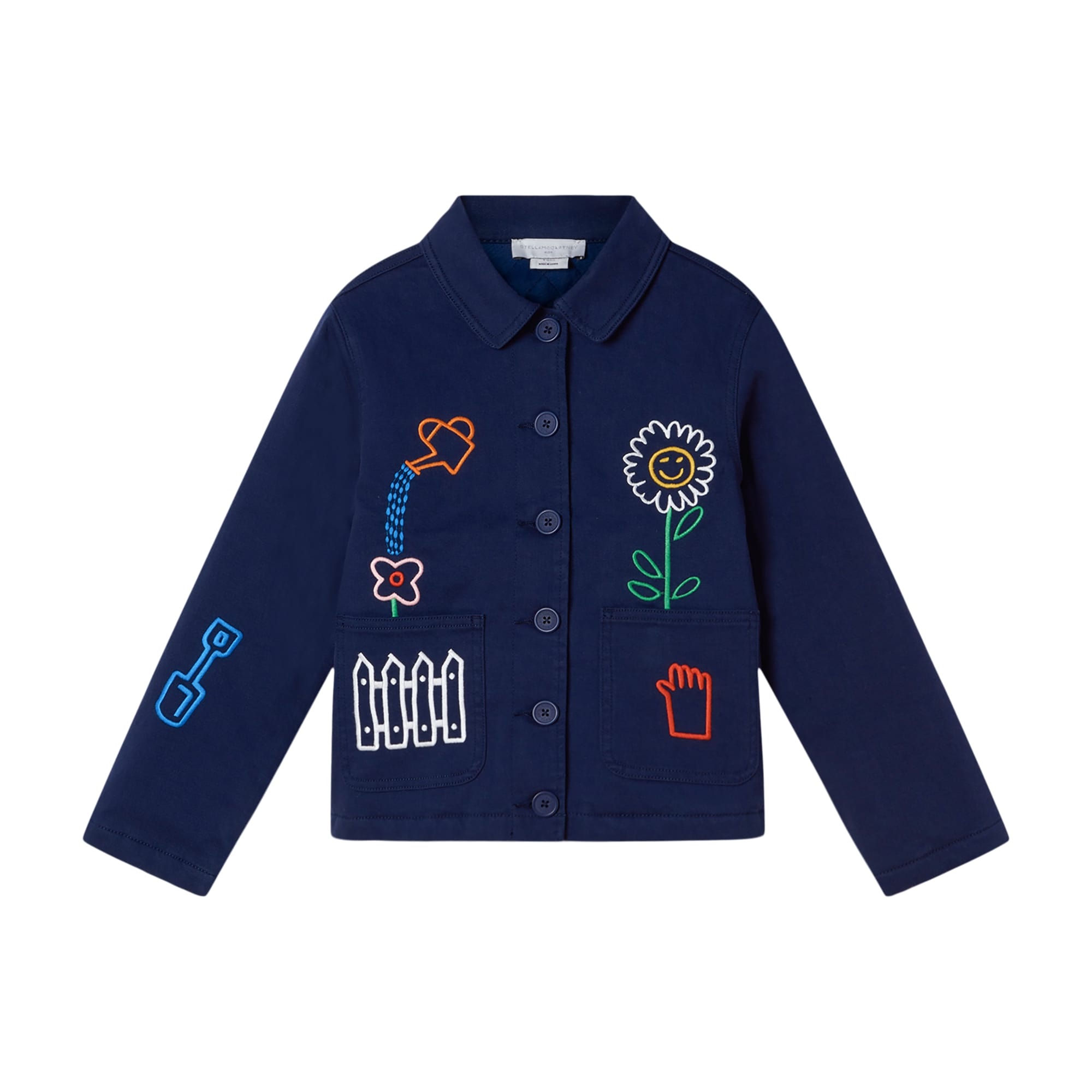 Girls Dark Blue Embroidered Denim Jacket