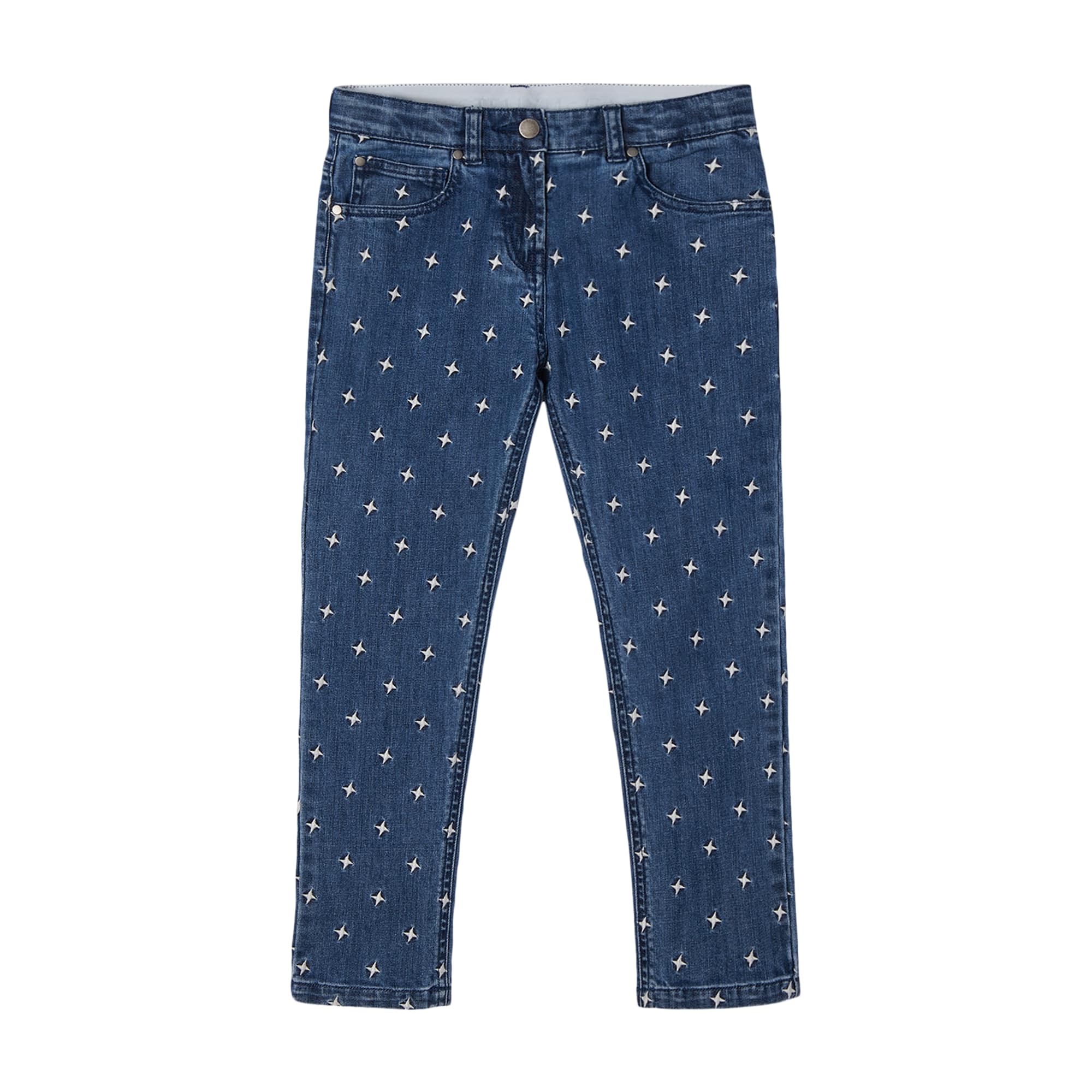 Girls Blue Stars Denim Trousers