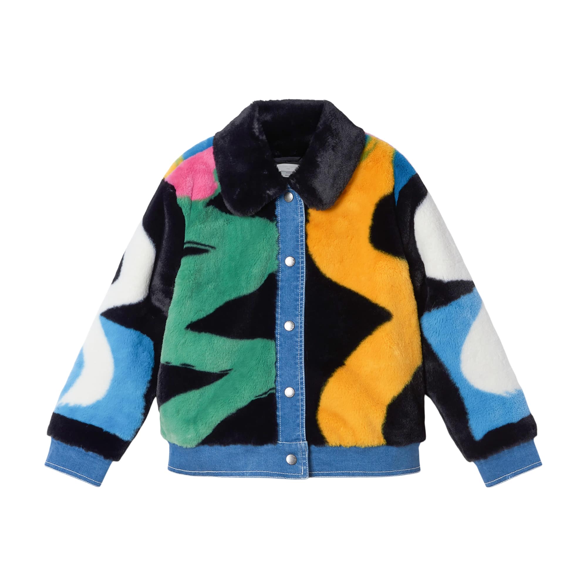 Girls Multicolor Fake Fur Jacket