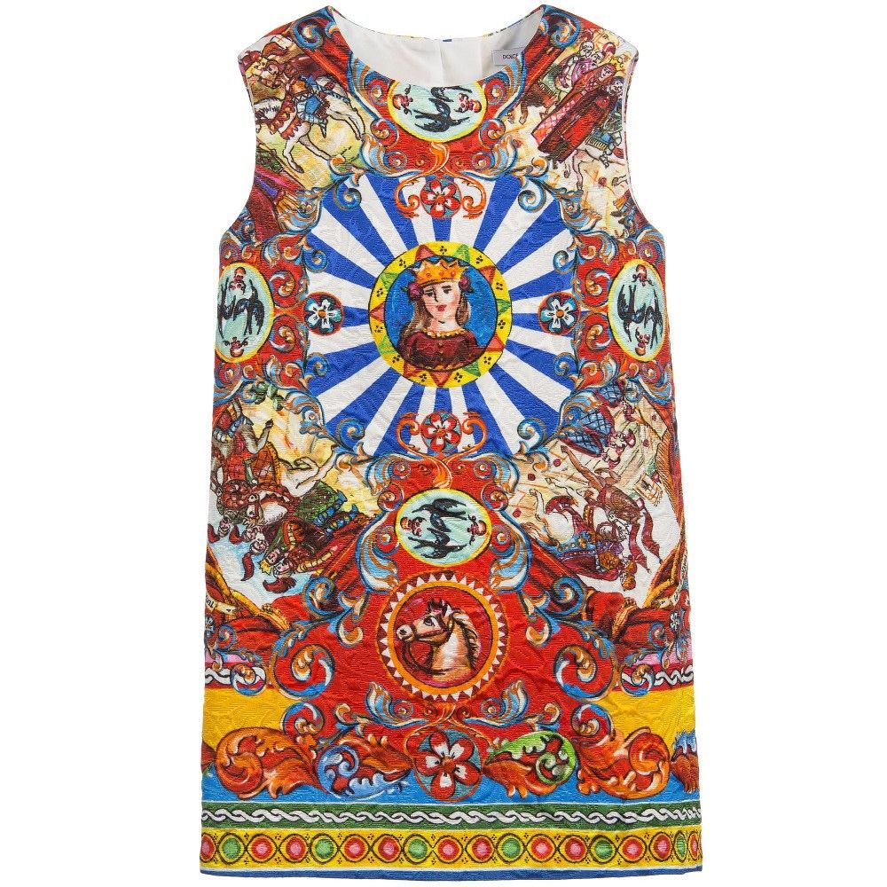 Girls Multicolor Teatro Pupi Printed Pinafore Dress - CÉMAROSE | Children's Fashion Store - 1
