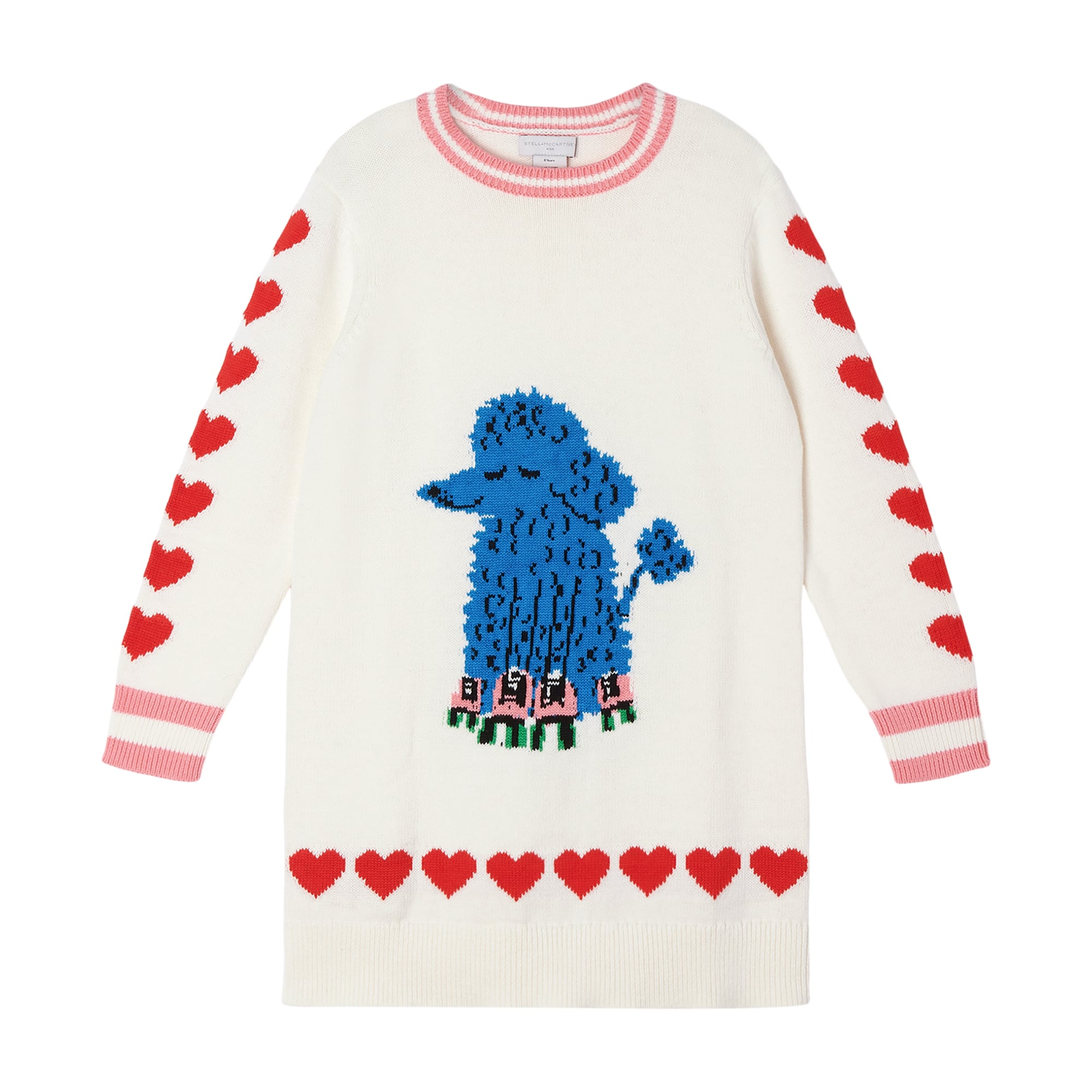 Girls White Poodle Knit Dress