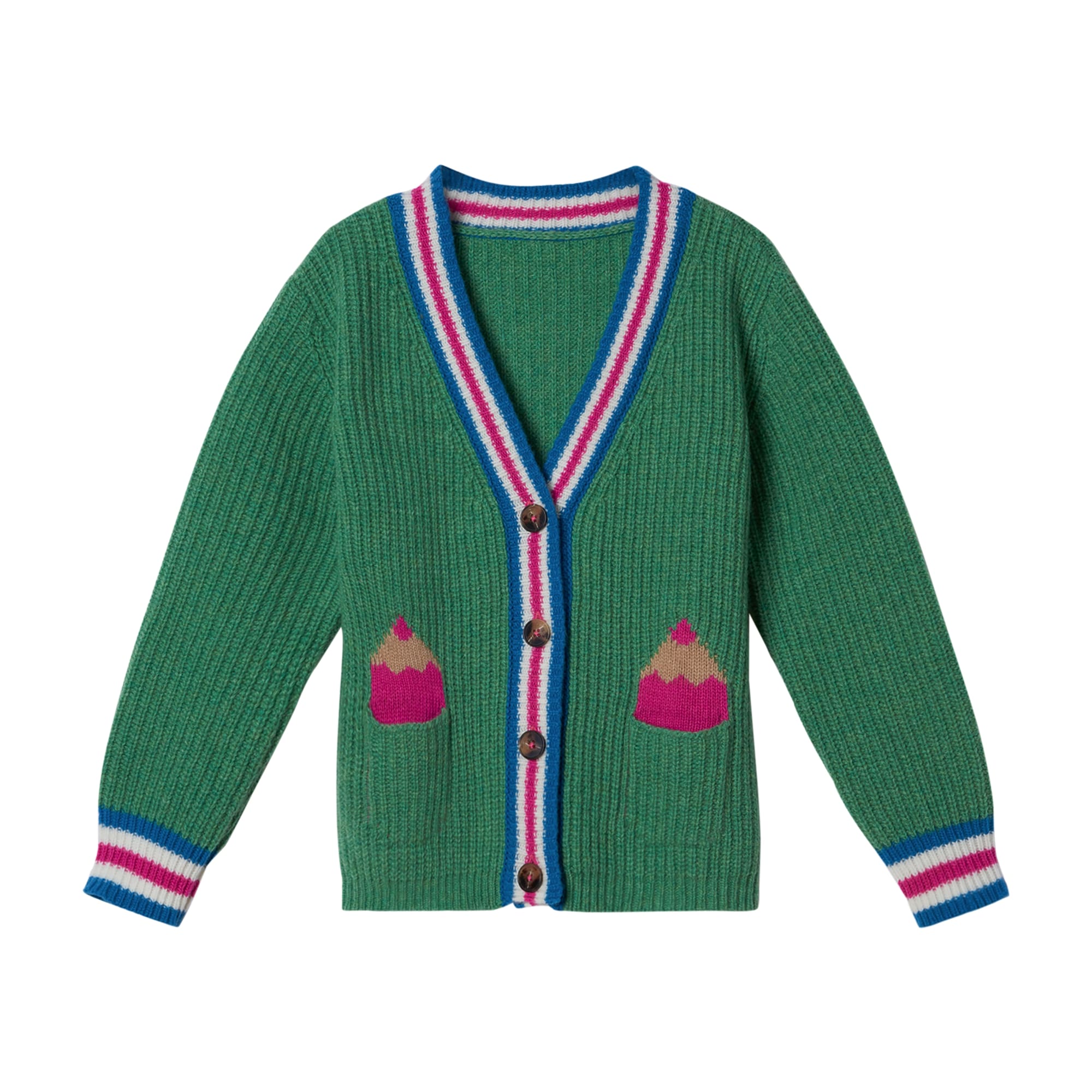 Girls Green Wool Cardigan