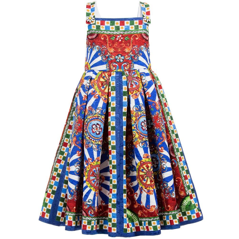 Girls Multicolor Teatro Pupi Printed Sleeveless Dress - CÉMAROSE | Children's Fashion Store - 1
